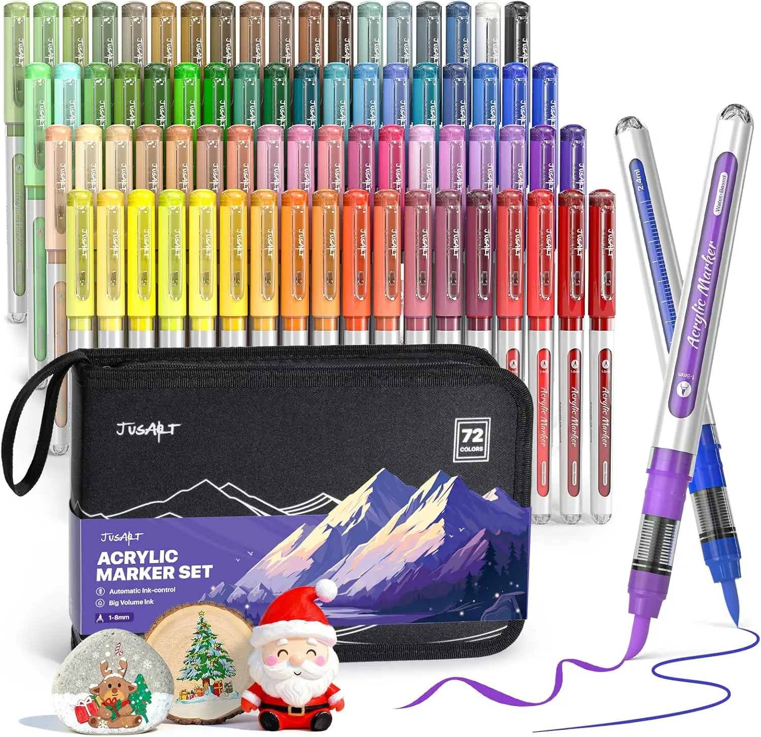 JusArt 72 Colors Acrylic Paint Markers Set - Water Based