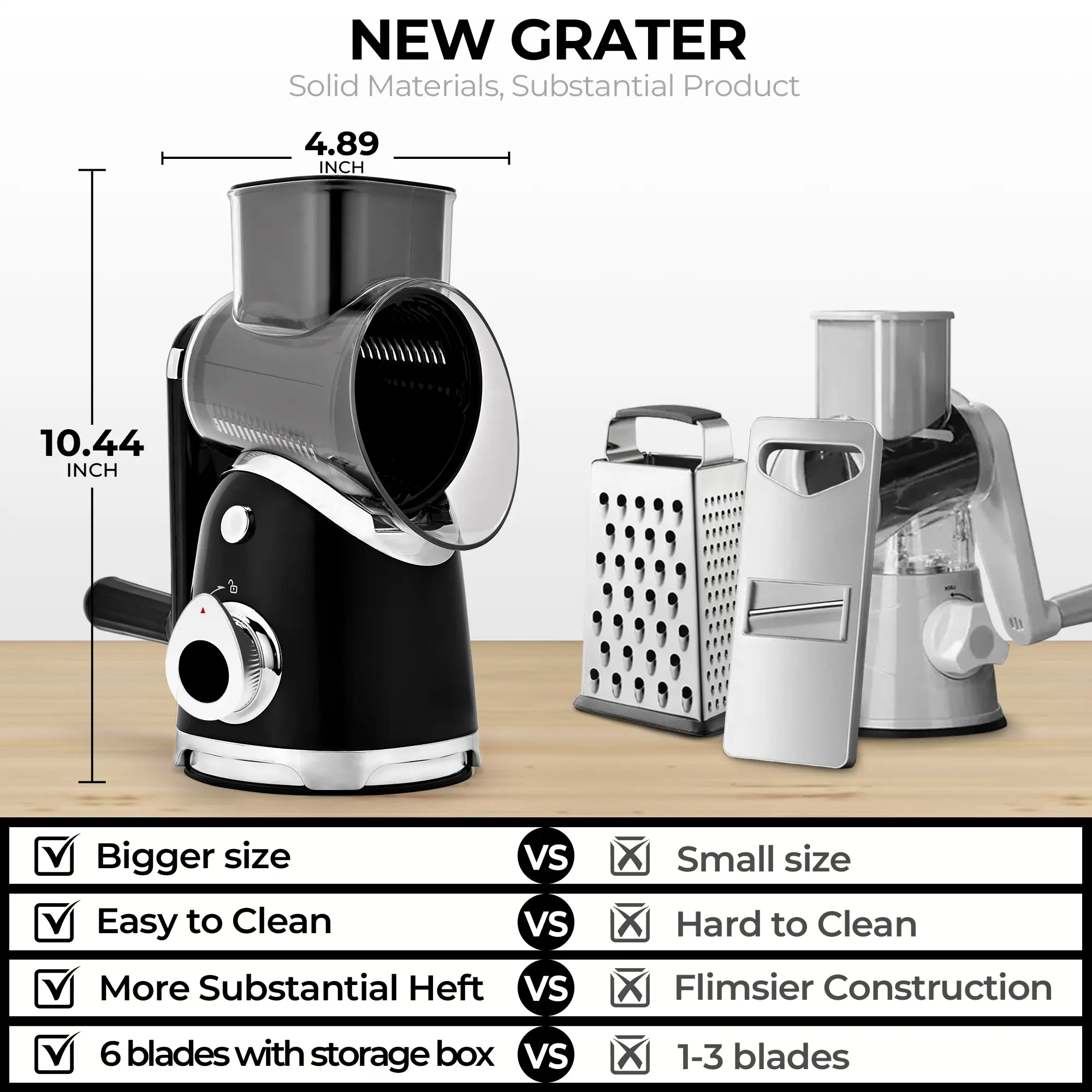 Vegetable Food Chopper with 6 Blades & Suction Base