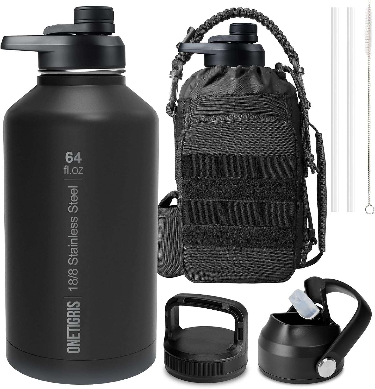 2L Insulated Stainless Steel Water Bottle with Straw - Large Portable Water Flask for Cold & Hot Drinks