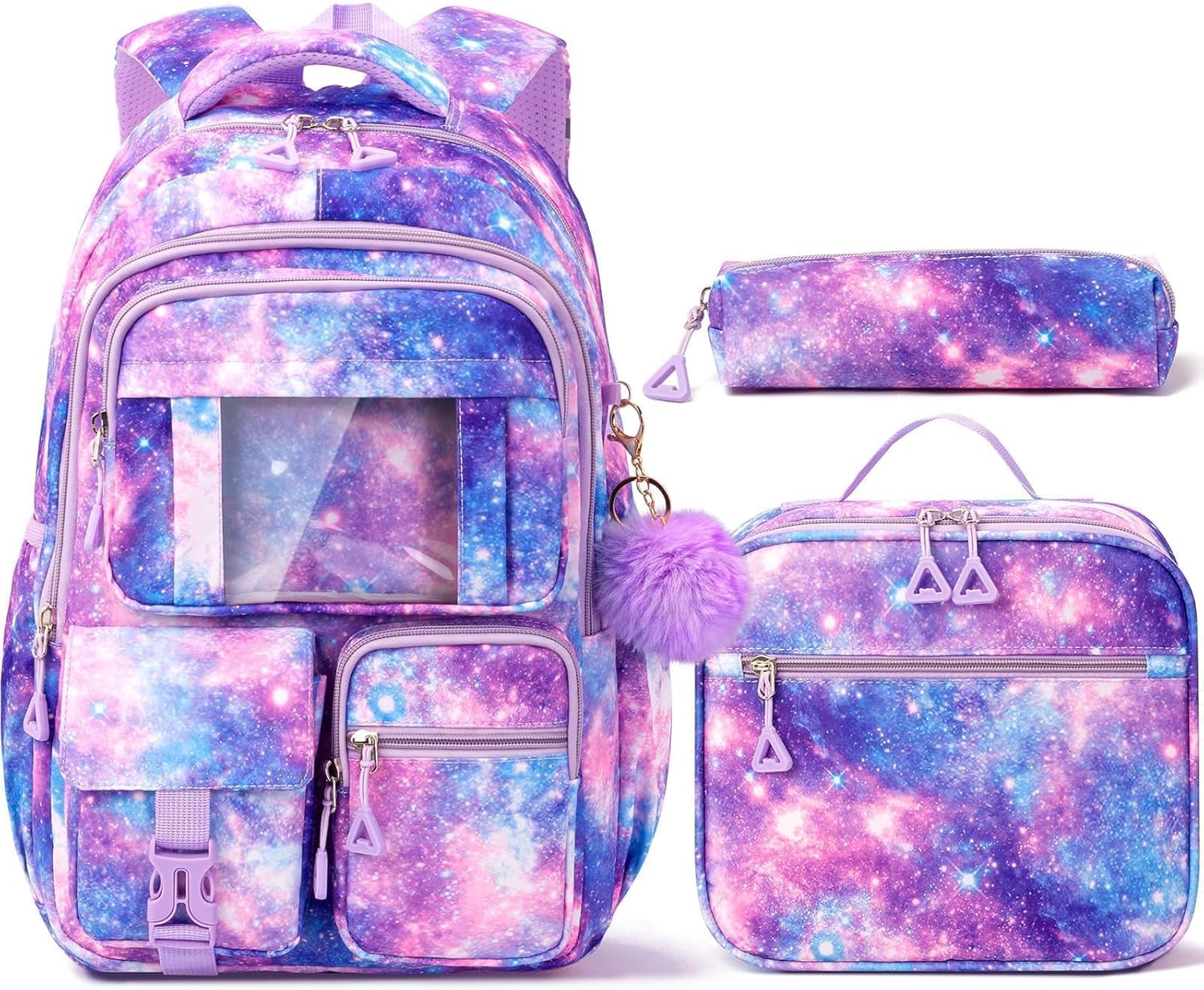3-Piece Waterproof Oxford Backpack Set with Lunch Box & Pencil Case