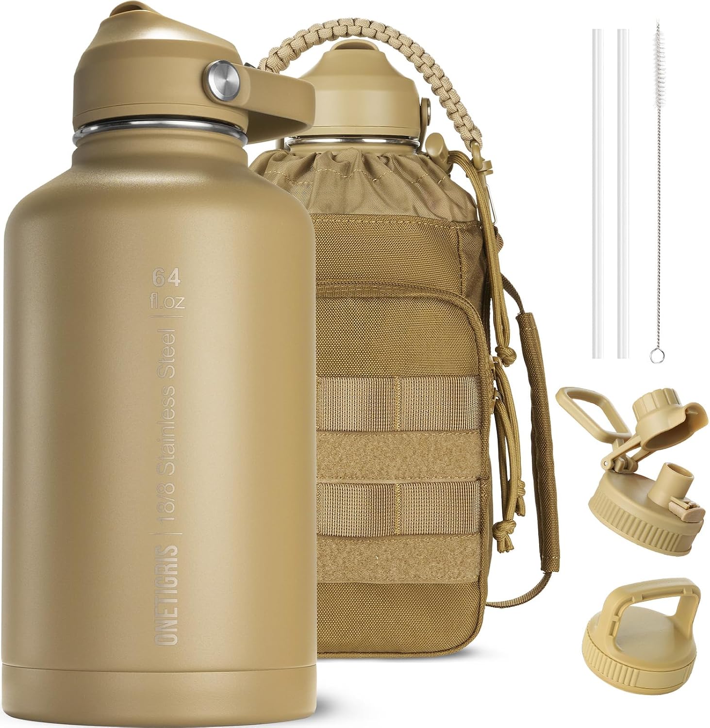 2L Insulated Stainless Steel Water Bottle with Straw - Large Portable Water Flask for Cold & Hot Drinks