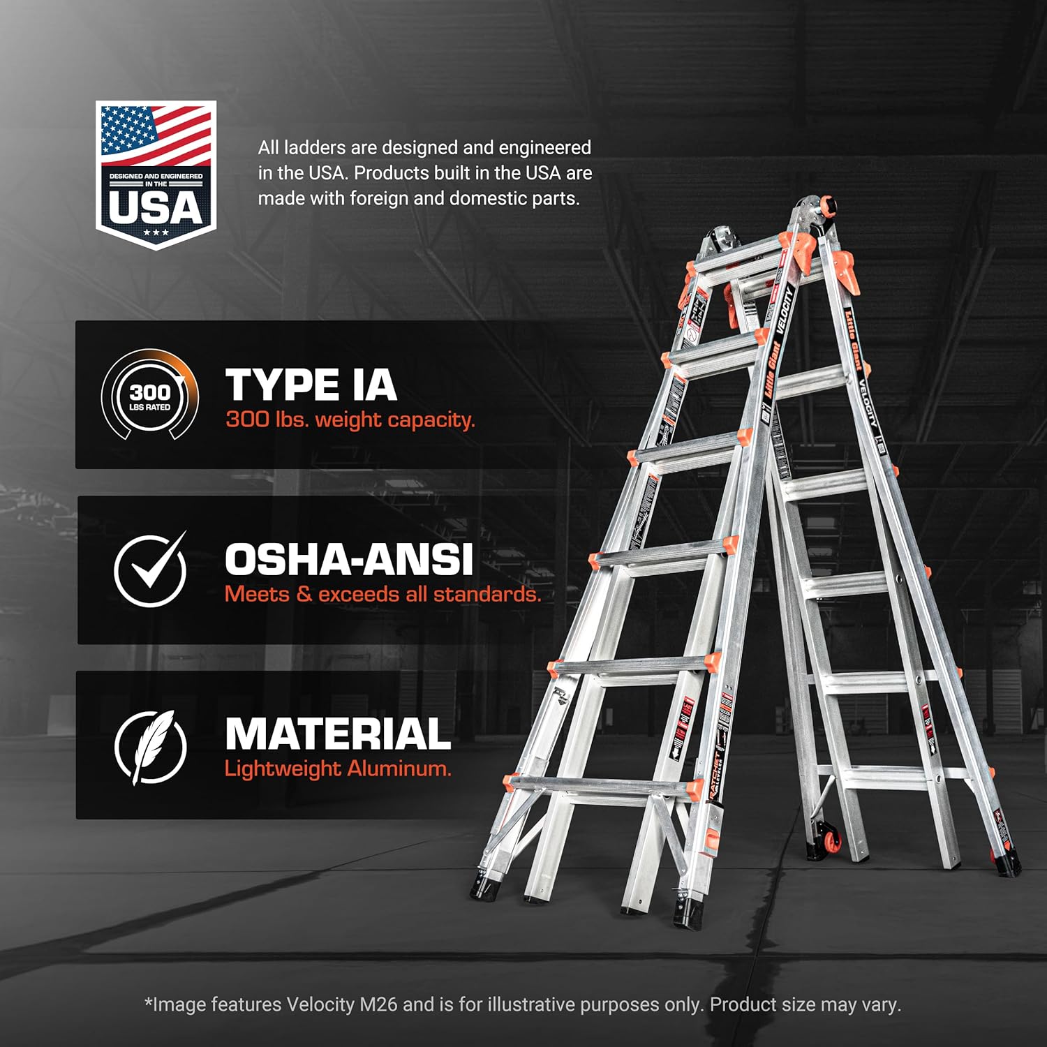 Clearance Sale: 26-foot multi-purpose ladder with wheels