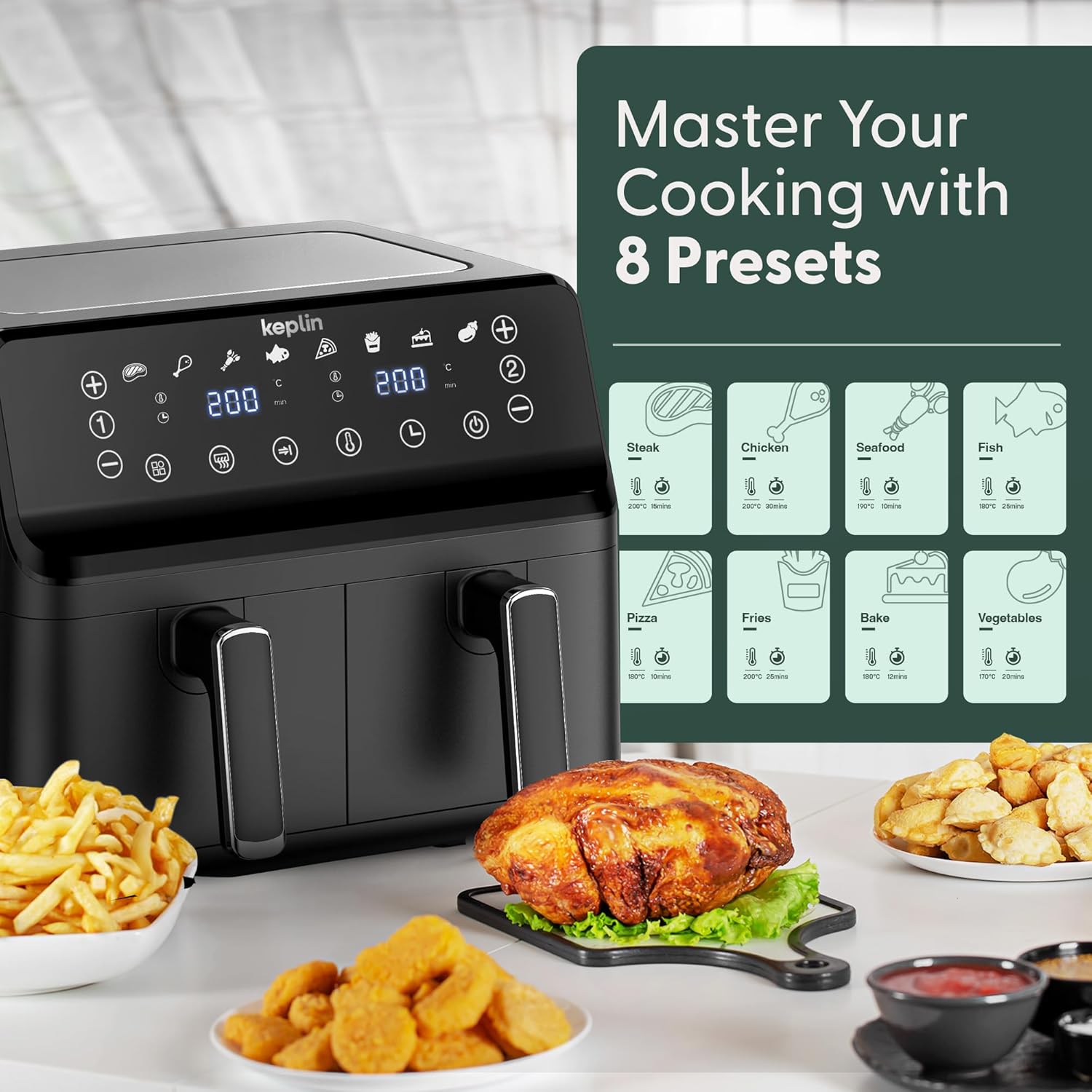 🎁 Father’s Day Gift:Premium 9L Dual Zone Air Fryer (2700W Eco-Friendly)
