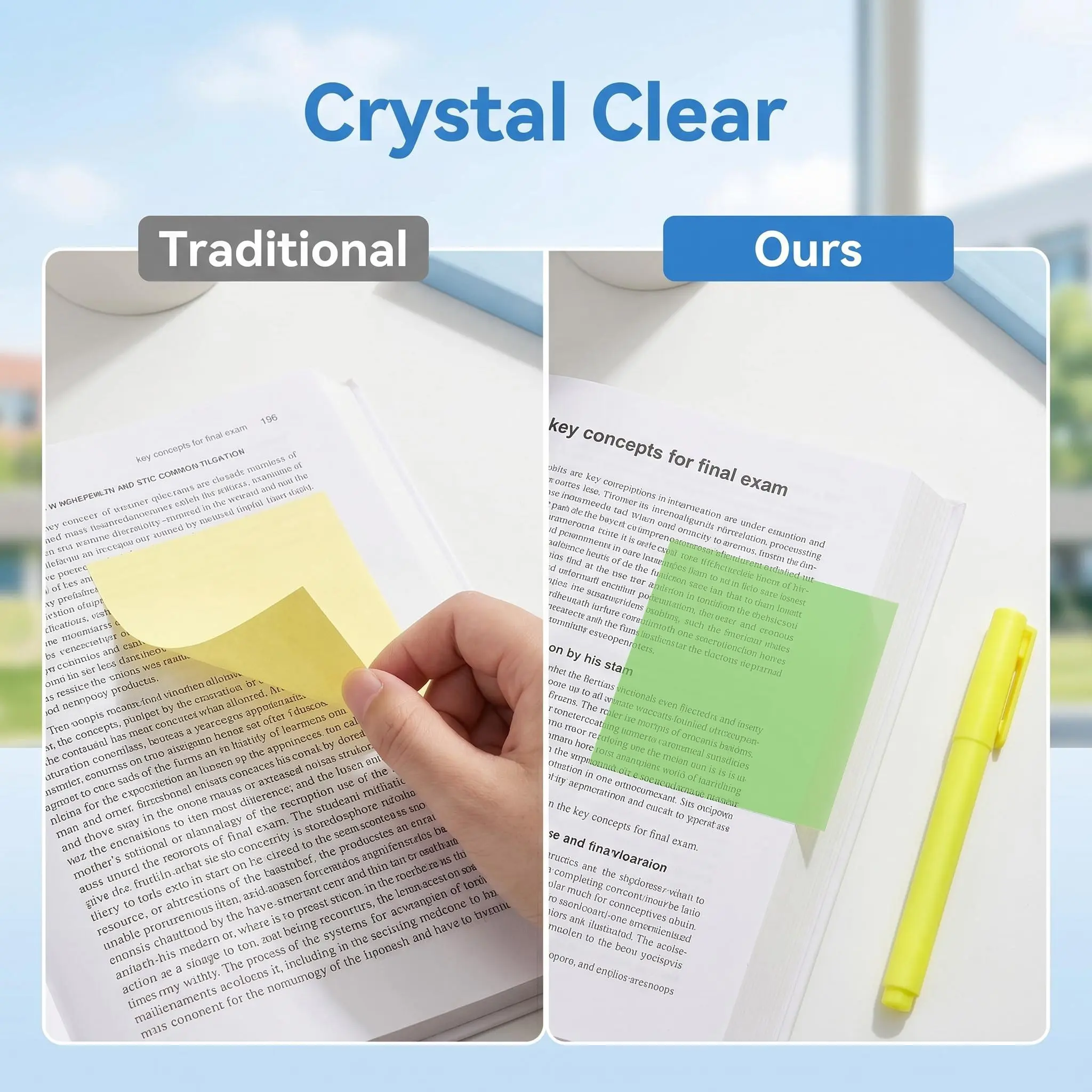 12 Boxes Transparent Pull-Out Sticky Notes (960 Sheets), Clear Self-Adhesive Pads for School & Office