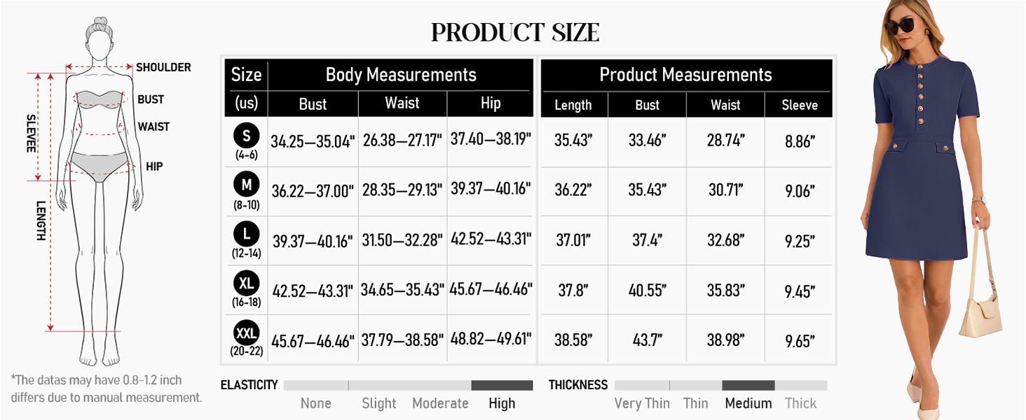 MEROKEETY Women's Summer Bodycon Sweater Dress Business Casual Outfis Short Sleeve Knit Button Formal Elegant Work Dress
