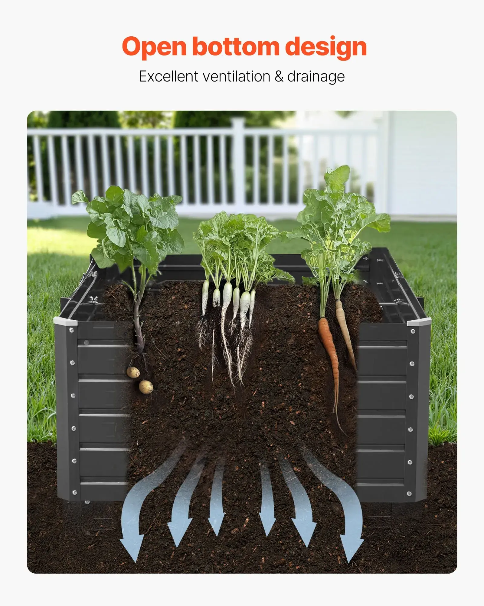 Large Raised Garden Bed with Open Bottom（6.7 x 3 x 1.5 ft）