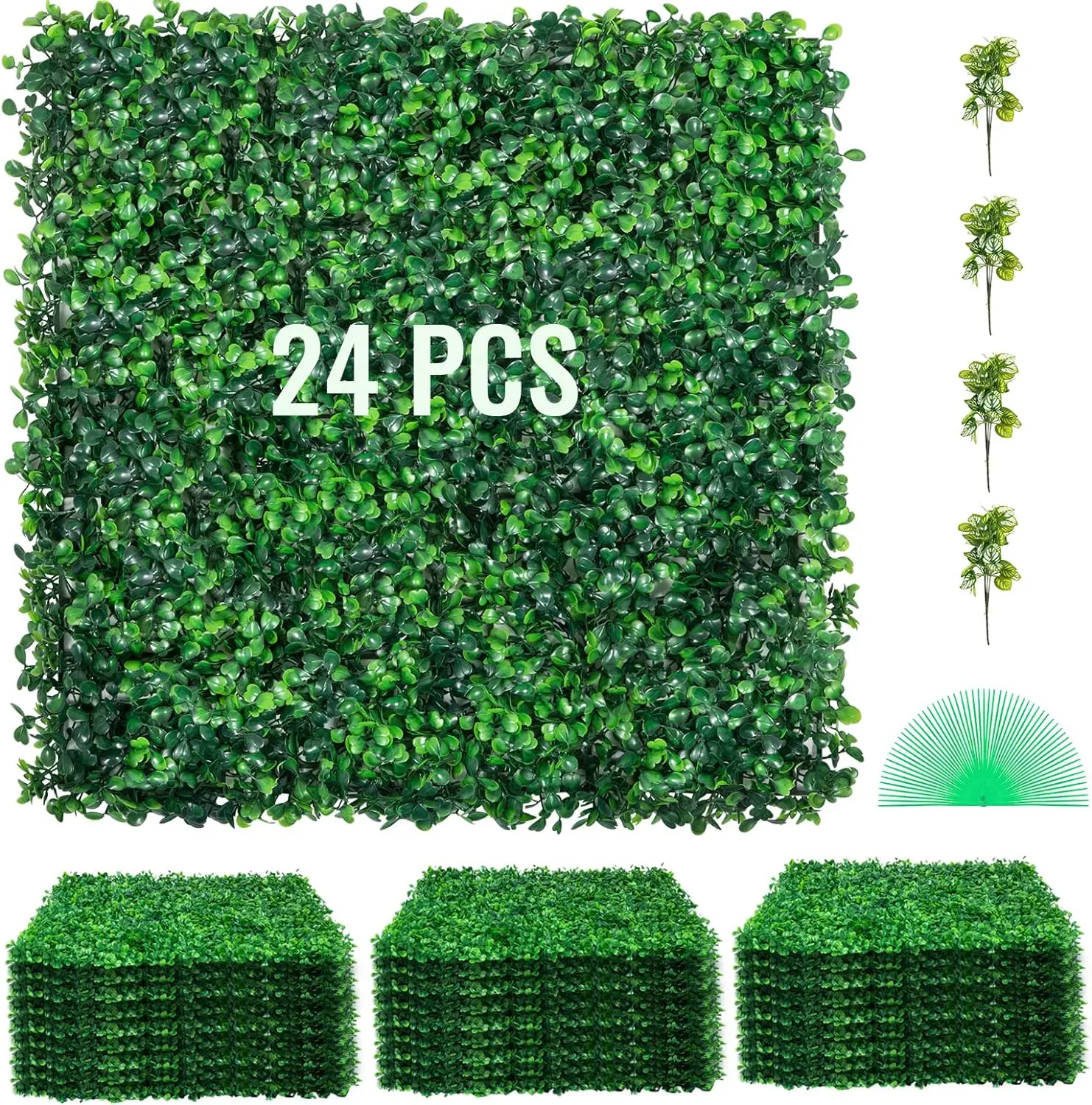 24-Pack Artificial Boxwood Panels （20"x20" ）