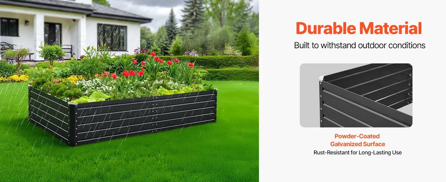 【Summerfinds】VEVOR Metal Raised Garden Bed 6.7 x 3 x 1.5 ft Outdoor Galvalume Planter Garden BoxOpen Bottom DesignLarge Planter Raised Bed for Growing VegetablesFlowersHerbsand SucculentsGrayOutdoor Metal PlanterPlanters For O, Outdoor Metal Planter, R