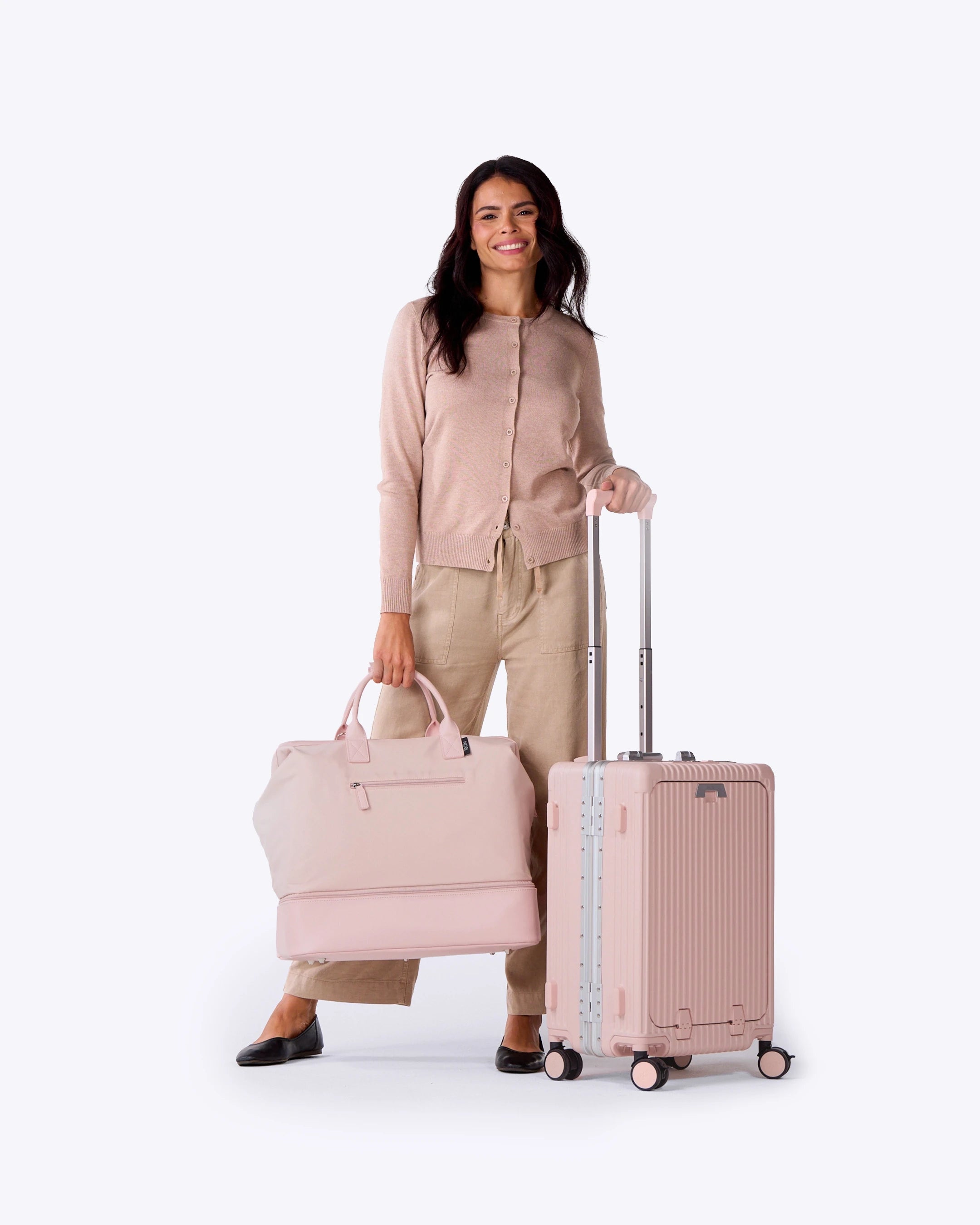 All-in-One Smart Carry-On Suitcase with GPS Tracking, Front Laptop Pocket, USB Charger & Cup Holder