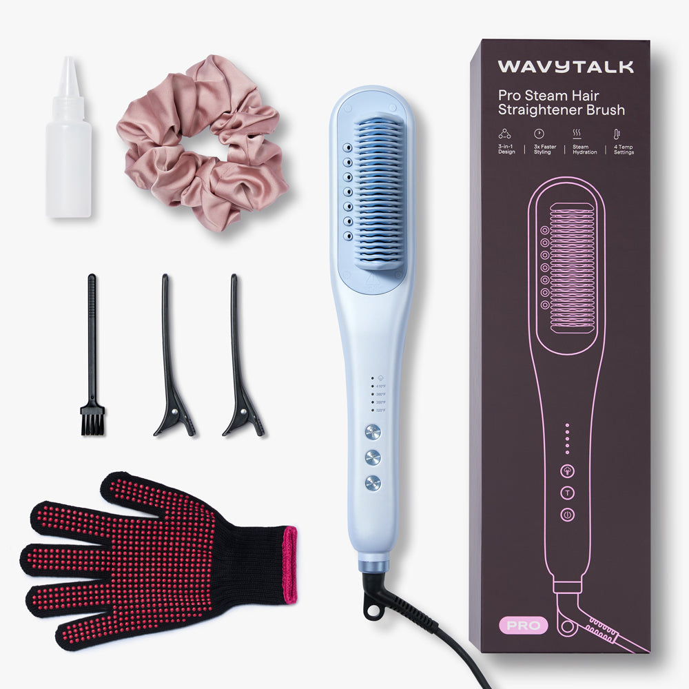 Steamline Pro Steam Hair Straightener Brush Hair Straightening Comb with Scrunchie and Glove