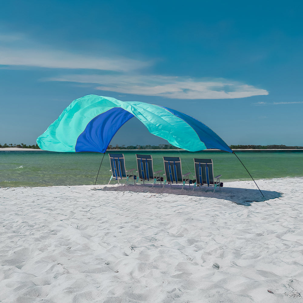 Wind-Assisted Beach Shade Canopy - Lightweight Portable Sun Shelter for Beach, Camping & Park
