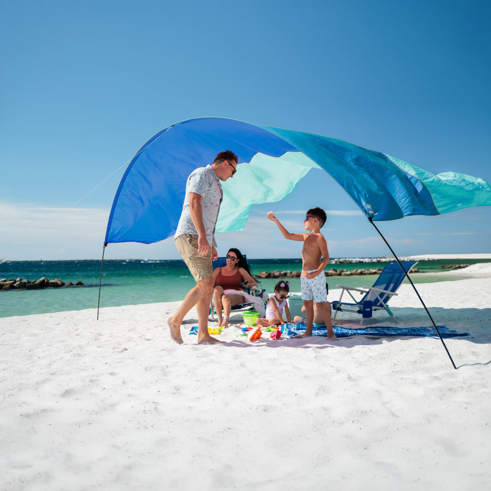 Wind-Assisted Beach Shade Canopy - Lightweight Portable Sun Shelter for Beach, Camping & Park