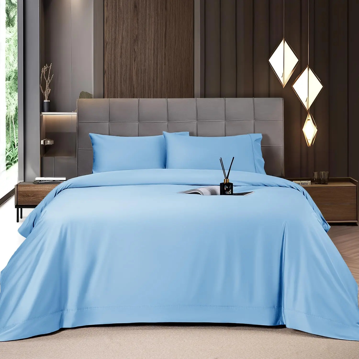 Cooling Bamboo Bed Sheet Set - Luxury Silky Soft Bedding with 16'' Deep Pocket
