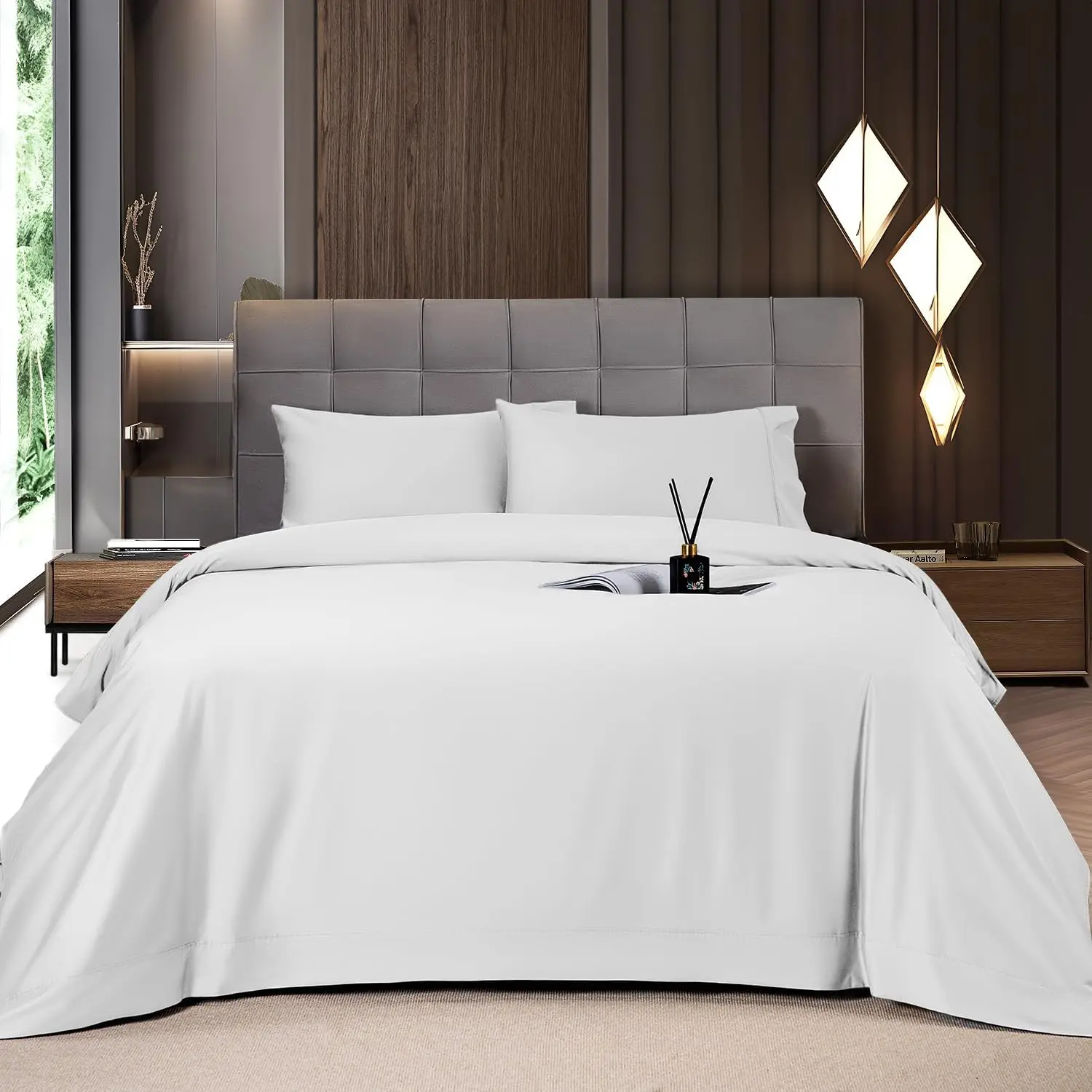 Cooling Bamboo Bed Sheet Set - Luxury Silky Soft Bedding with 16'' Deep Pocket