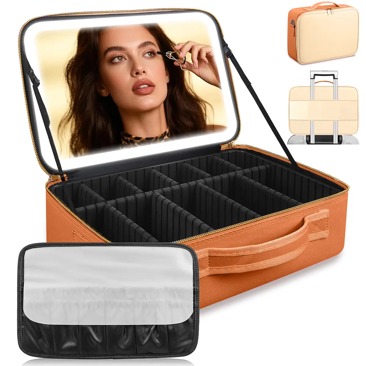 Travel Makeup Bag with LED Mirror