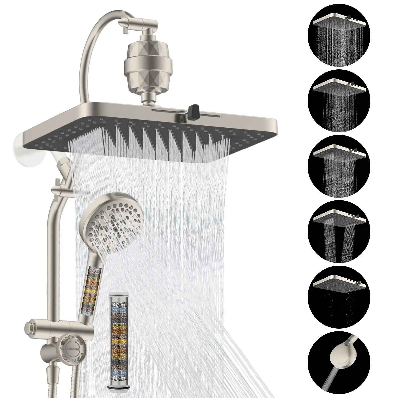 Chrome Shower Head Combo with 13-Inch Rainfall Shower Head