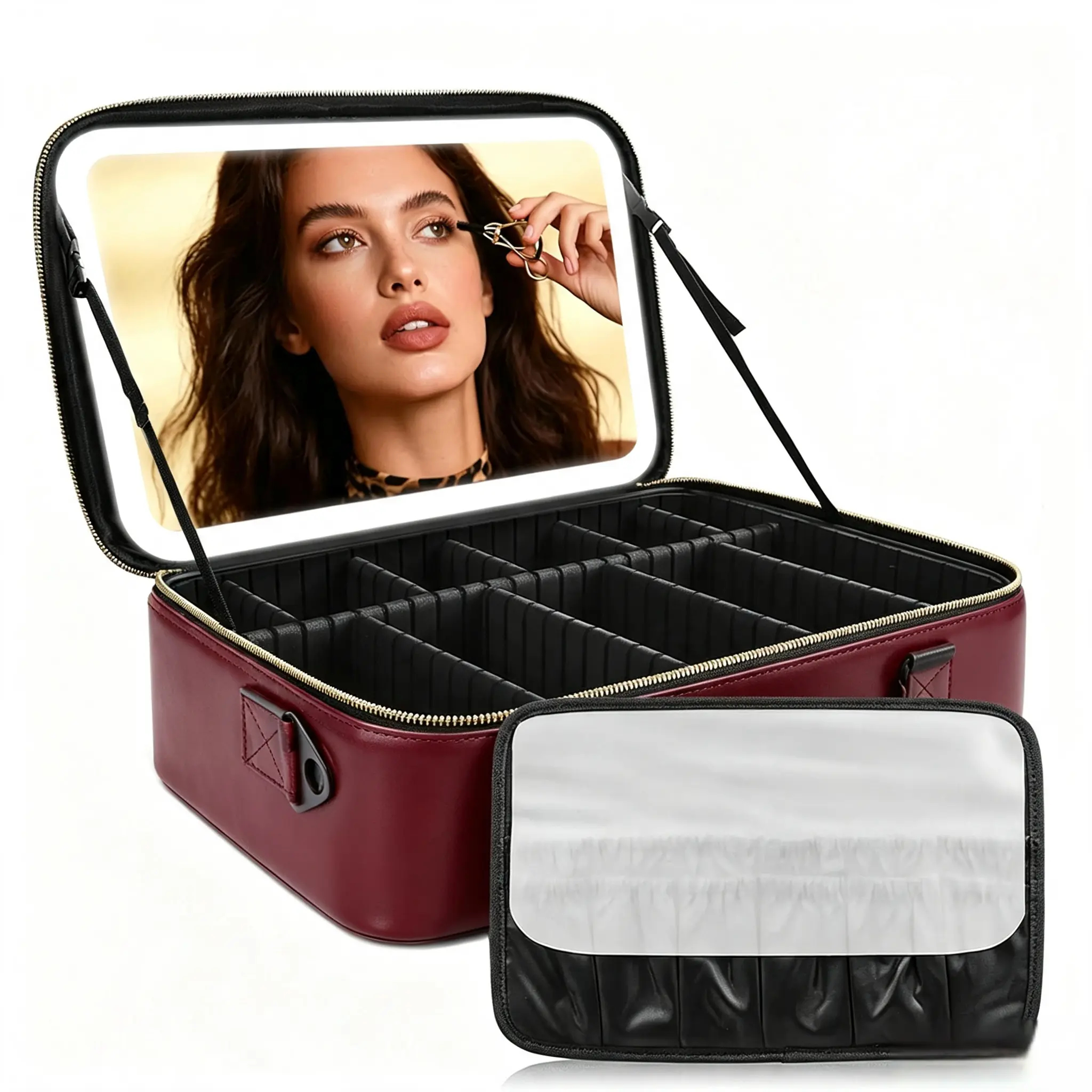 Travel Makeup Bag with LED Mirror