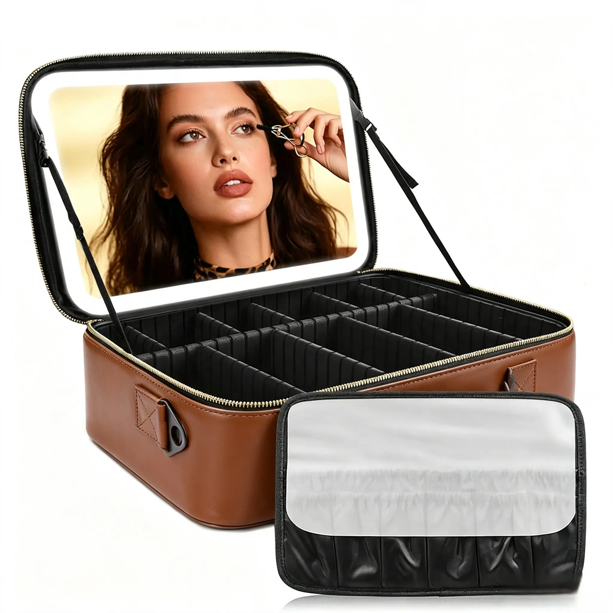 Travel Makeup Bag with LED Mirror