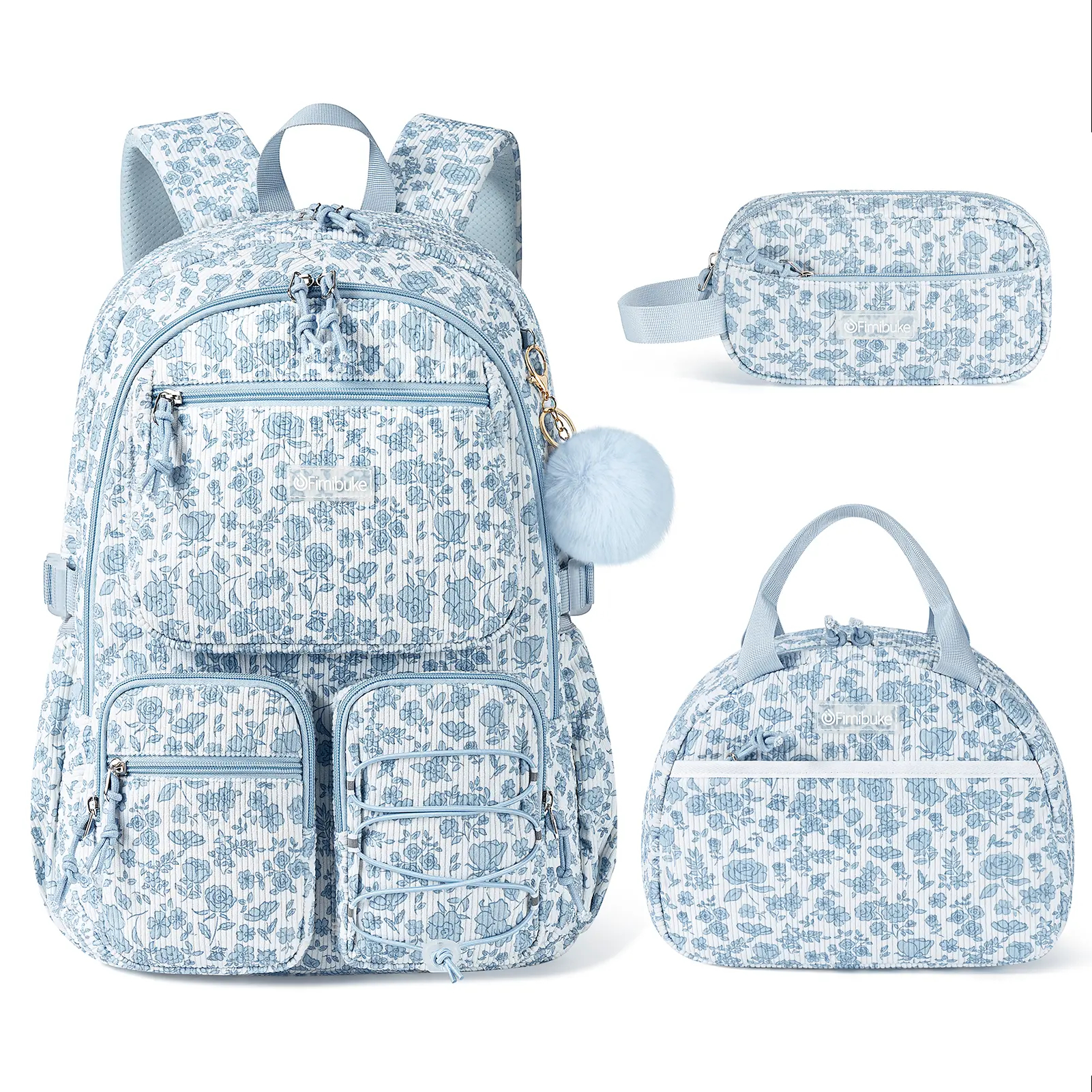 3-Piece Waterproof Oxford Backpack Set with Lunch Box & Pencil Case