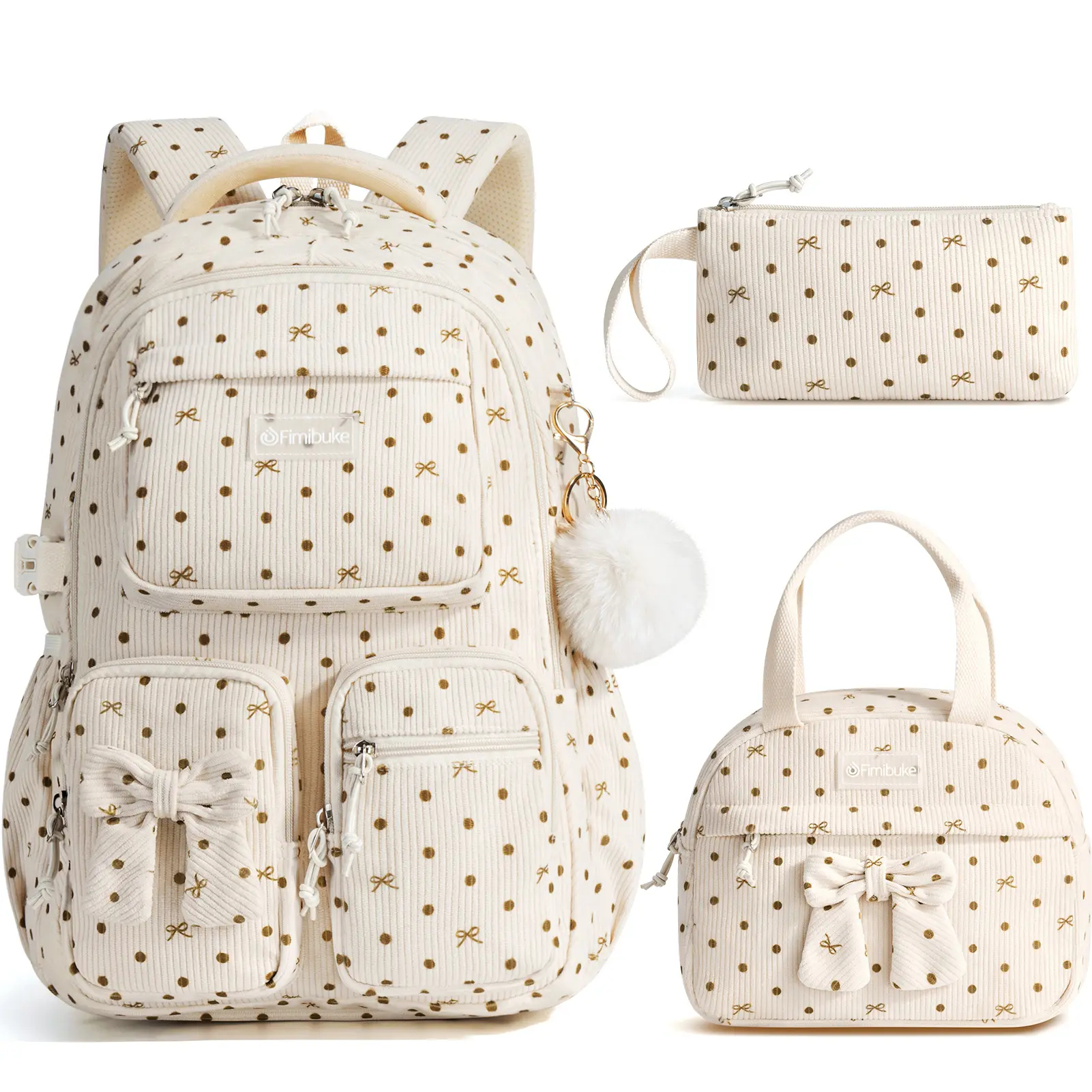 3-Piece Waterproof Oxford Backpack Set with Lunch Box & Pencil Case