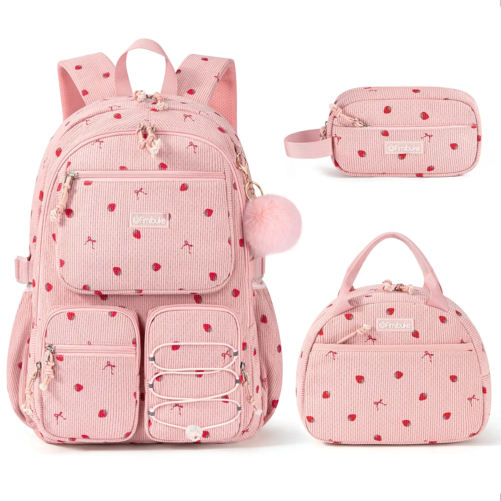3-Piece Waterproof Oxford Backpack Set with Lunch Box & Pencil Case