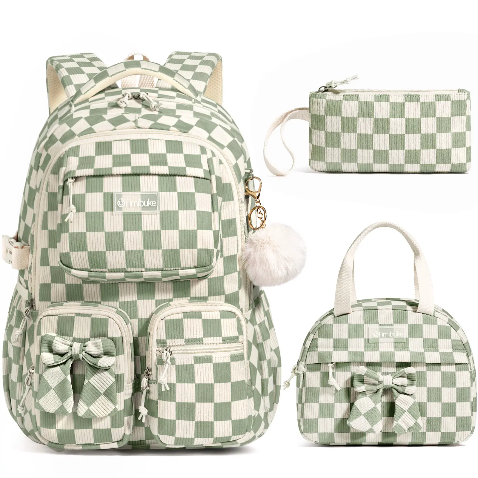 3-Piece Waterproof Oxford Backpack Set with Lunch Box & Pencil Case