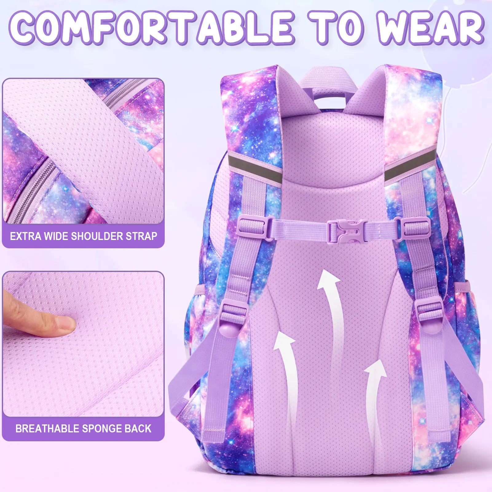 3-Piece Waterproof Oxford Backpack Set with Lunch Box & Pencil Case