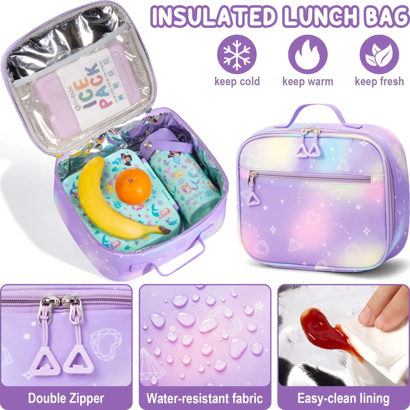 3-Piece Waterproof Oxford Backpack Set with Lunch Box & Pencil Case