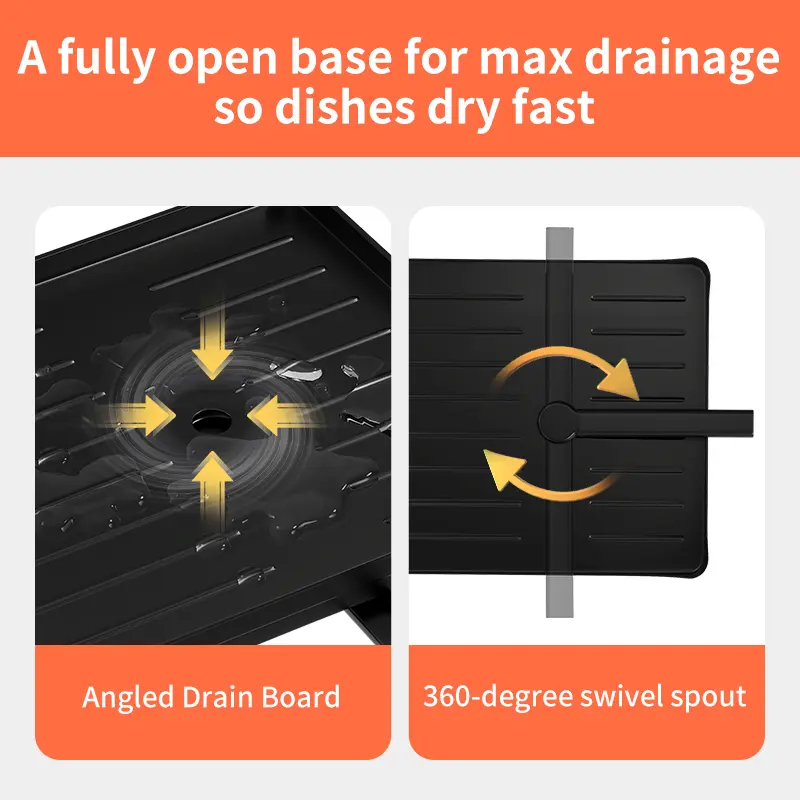 2-Tier Telescopic Dish Drainer for Kitchen Counter 