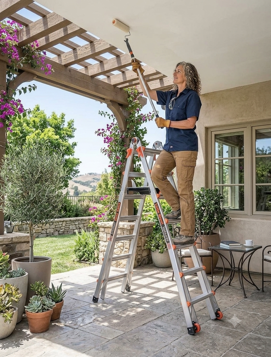Aluminum Telescoping Extension Ladder with Leg Levelers
