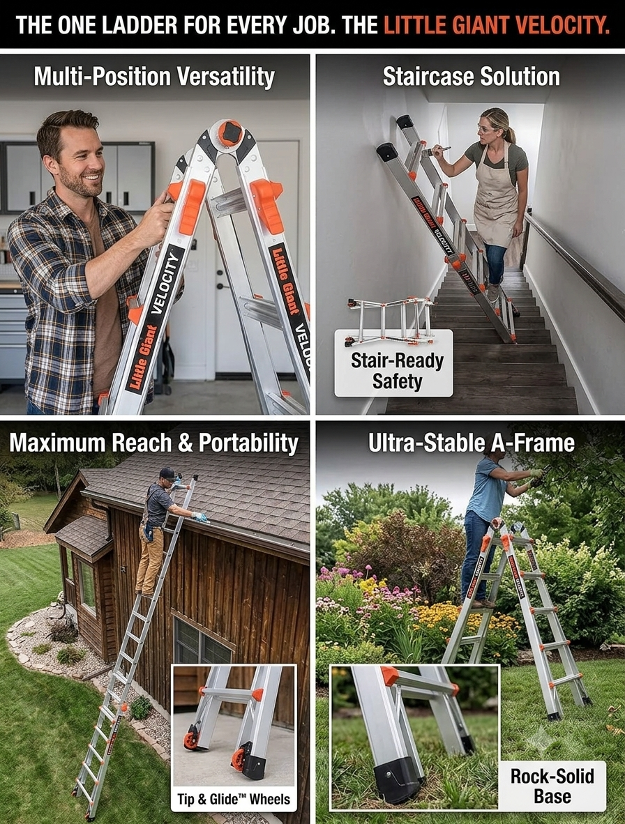 Aluminum Telescoping Extension Ladder with Leg Levelers