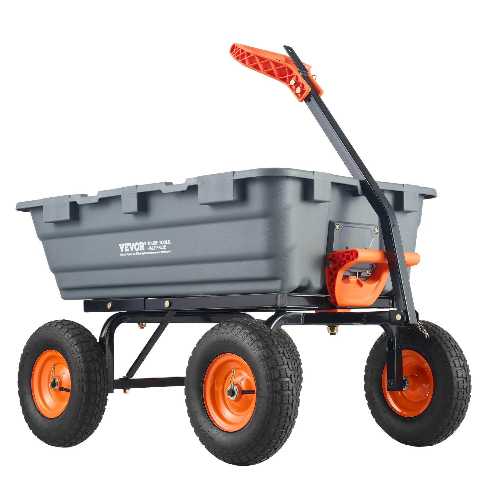 2-in-1 Convertible Garden Dump Cart: 1500lbs Heavy Duty Tow-Behind Trailer