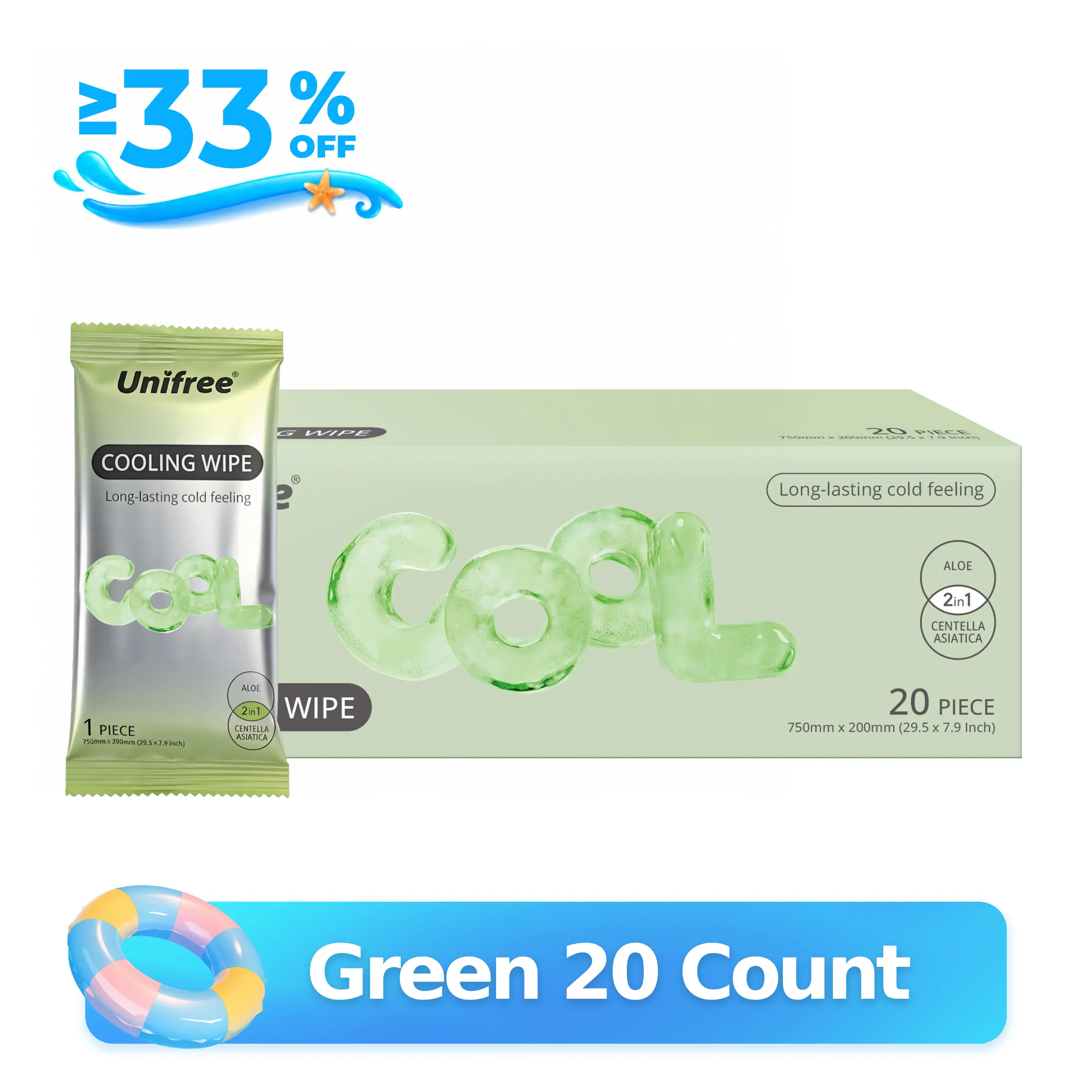 Unifree Summer Cooling Kit: Towels & XL Menthol Wipes for Instant Body Relief