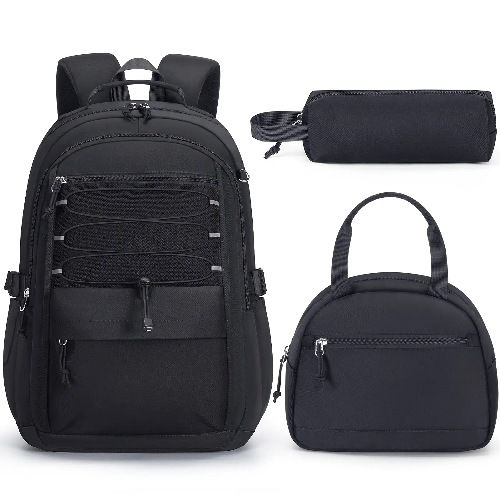 3-Piece Waterproof Oxford Backpack Set with Lunch Box & Pencil Case