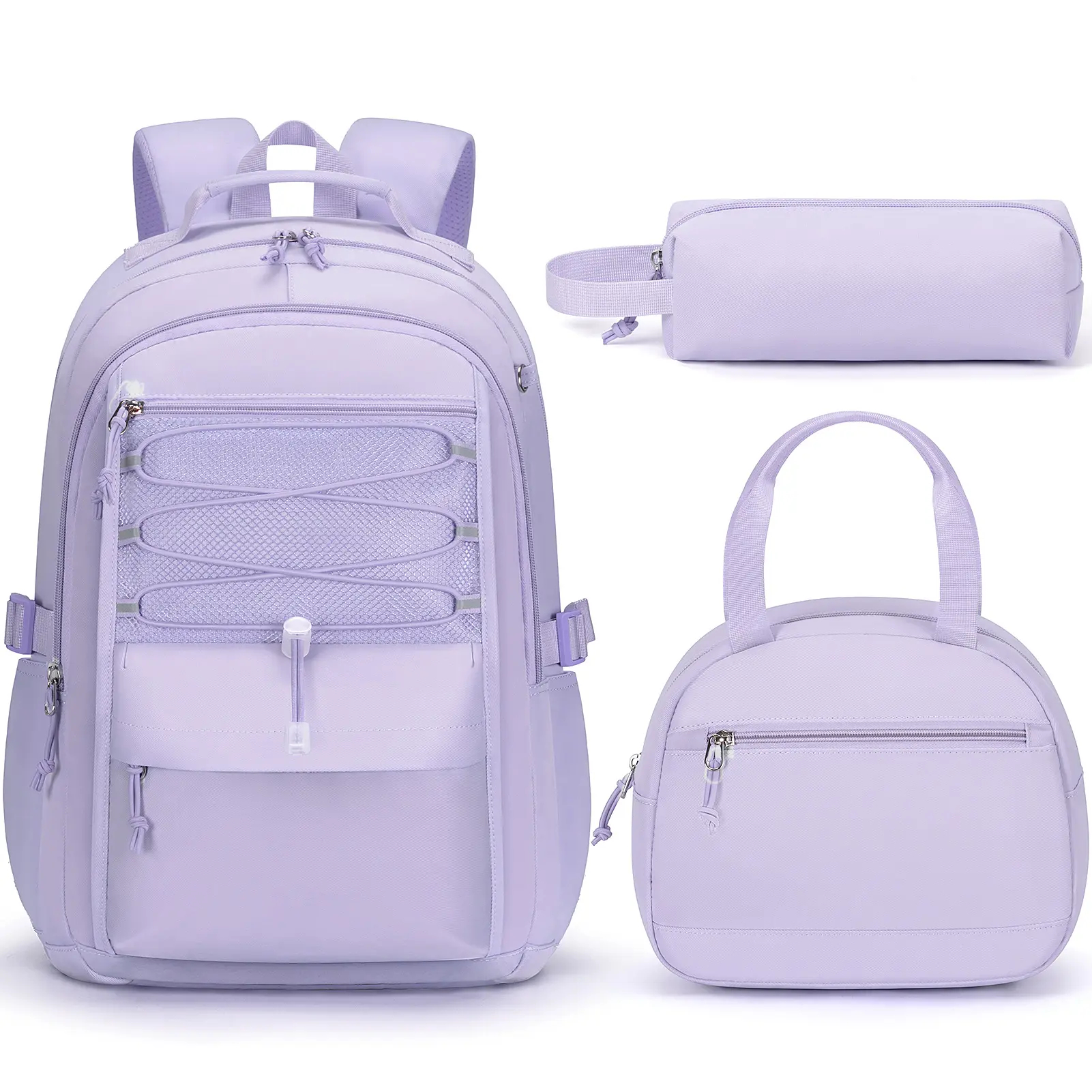 3-Piece Waterproof Oxford Backpack Set with Lunch Box & Pencil Case
