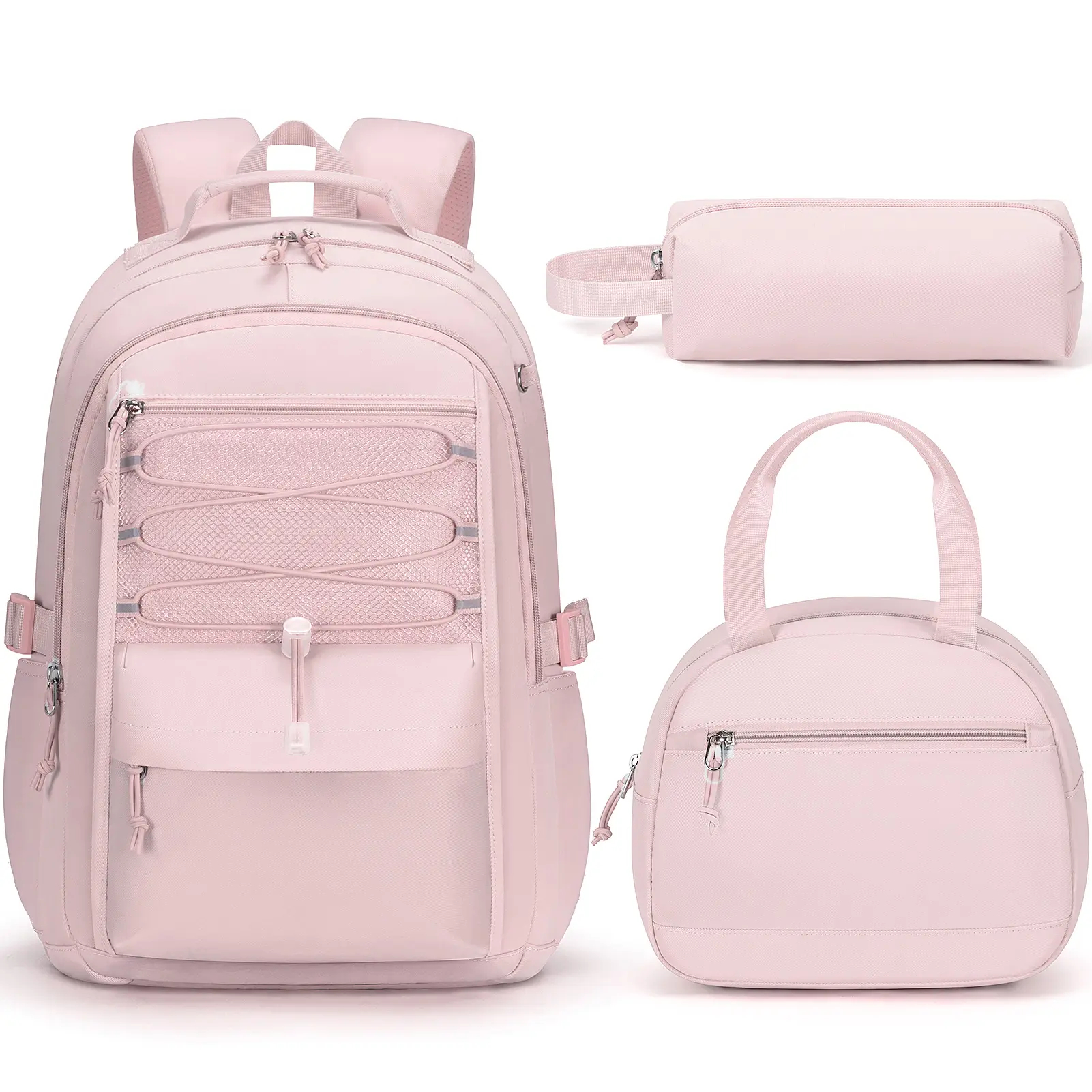 3-Piece Waterproof Oxford Backpack Set with Lunch Box & Pencil Case