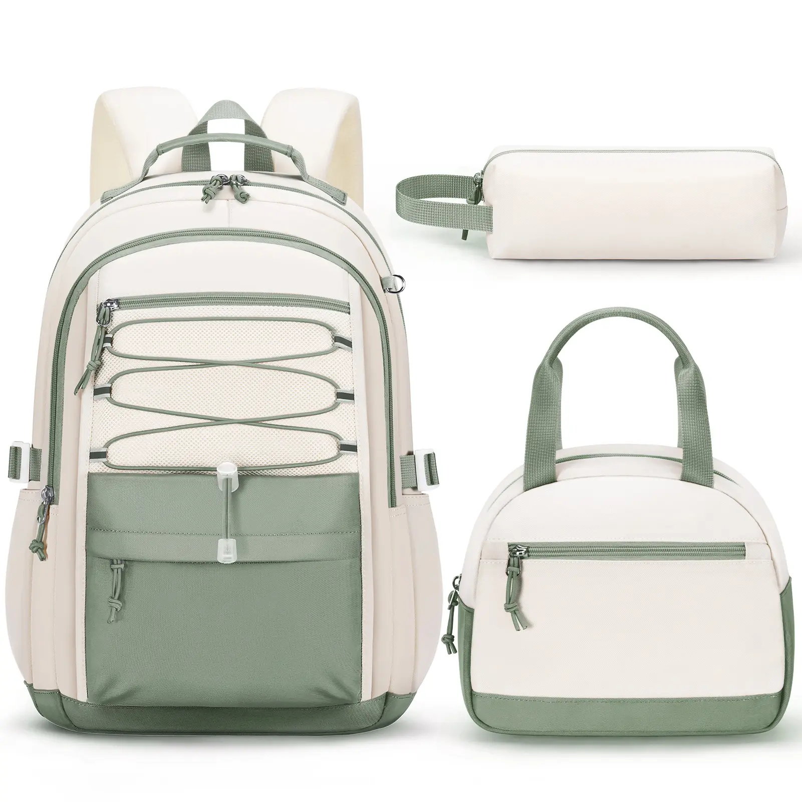3-Piece Waterproof Oxford Backpack Set with Lunch Box & Pencil Case
