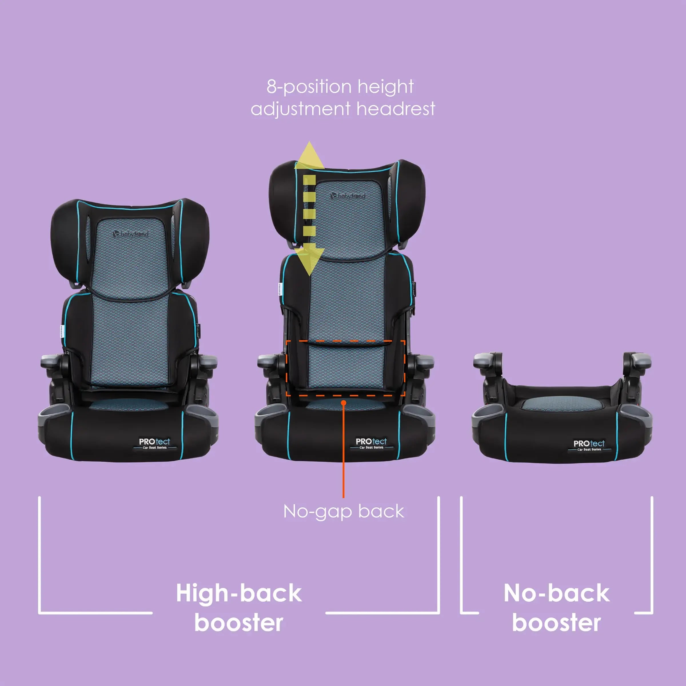 Baby 2-in-1 Folding Booster Car Seat | 8-position Headrest with Side Impact Protection
