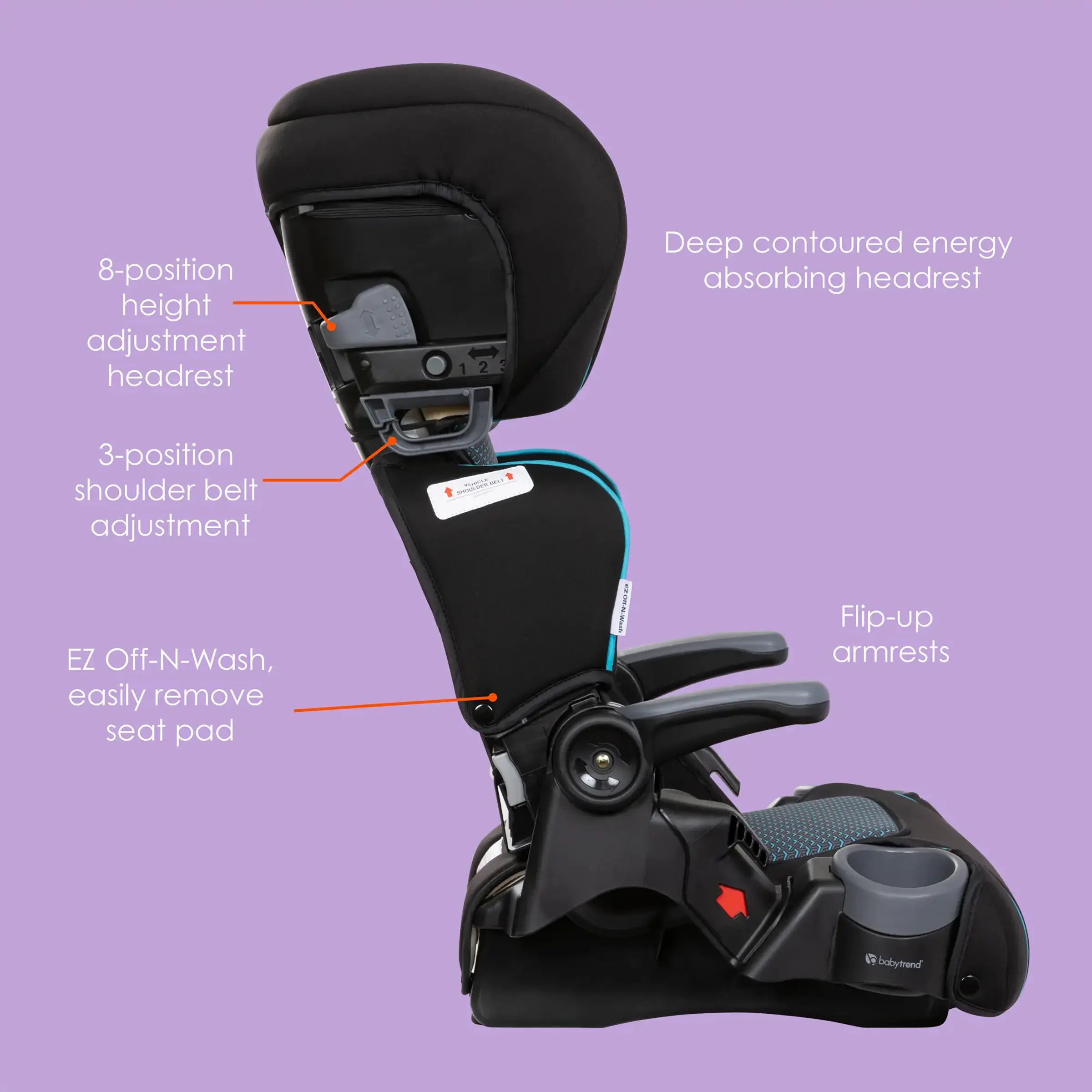 Baby 2-in-1 Folding Booster Car Seat | 8-position Headrest with Side Impact Protection