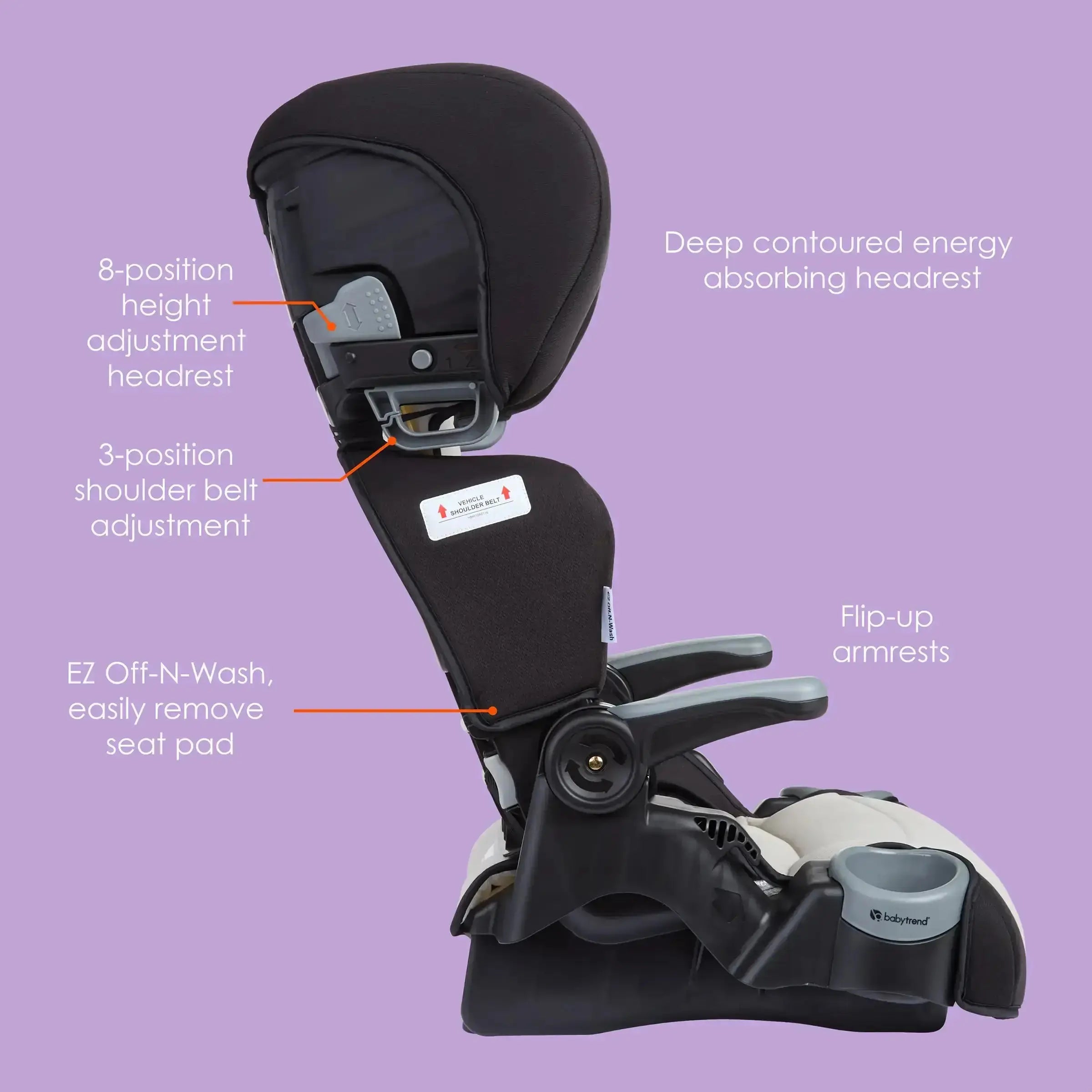 Baby 2-in-1 Folding Booster Car Seat | 8-position Headrest with Side Impact Protection