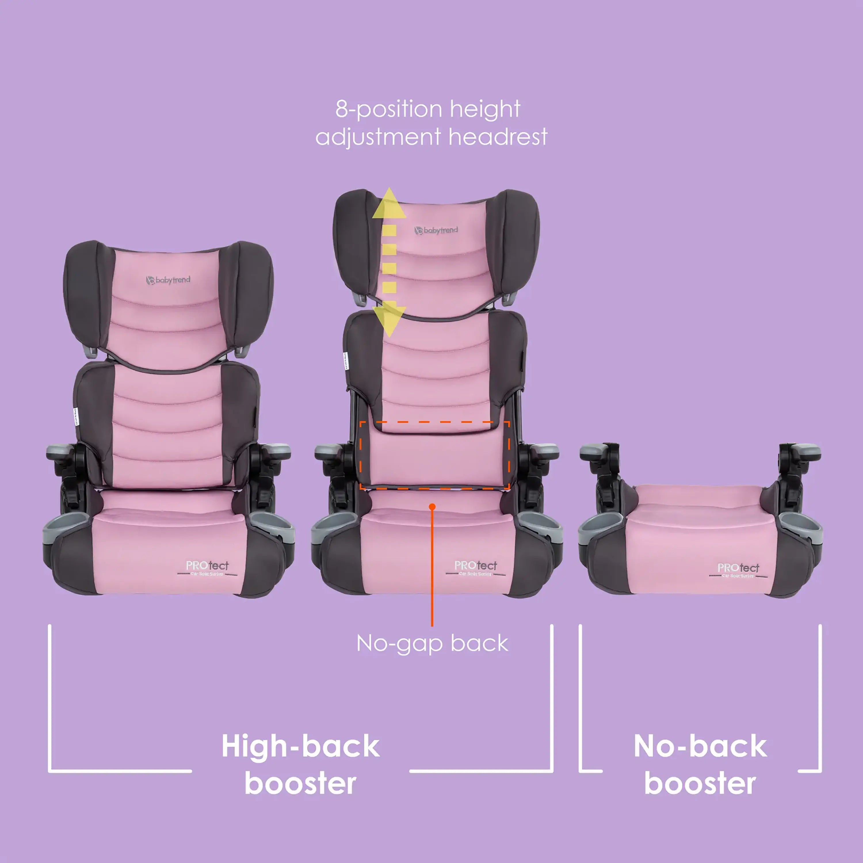 Baby 2-in-1 Folding Booster Car Seat | 8-position Headrest with Side Impact Protection