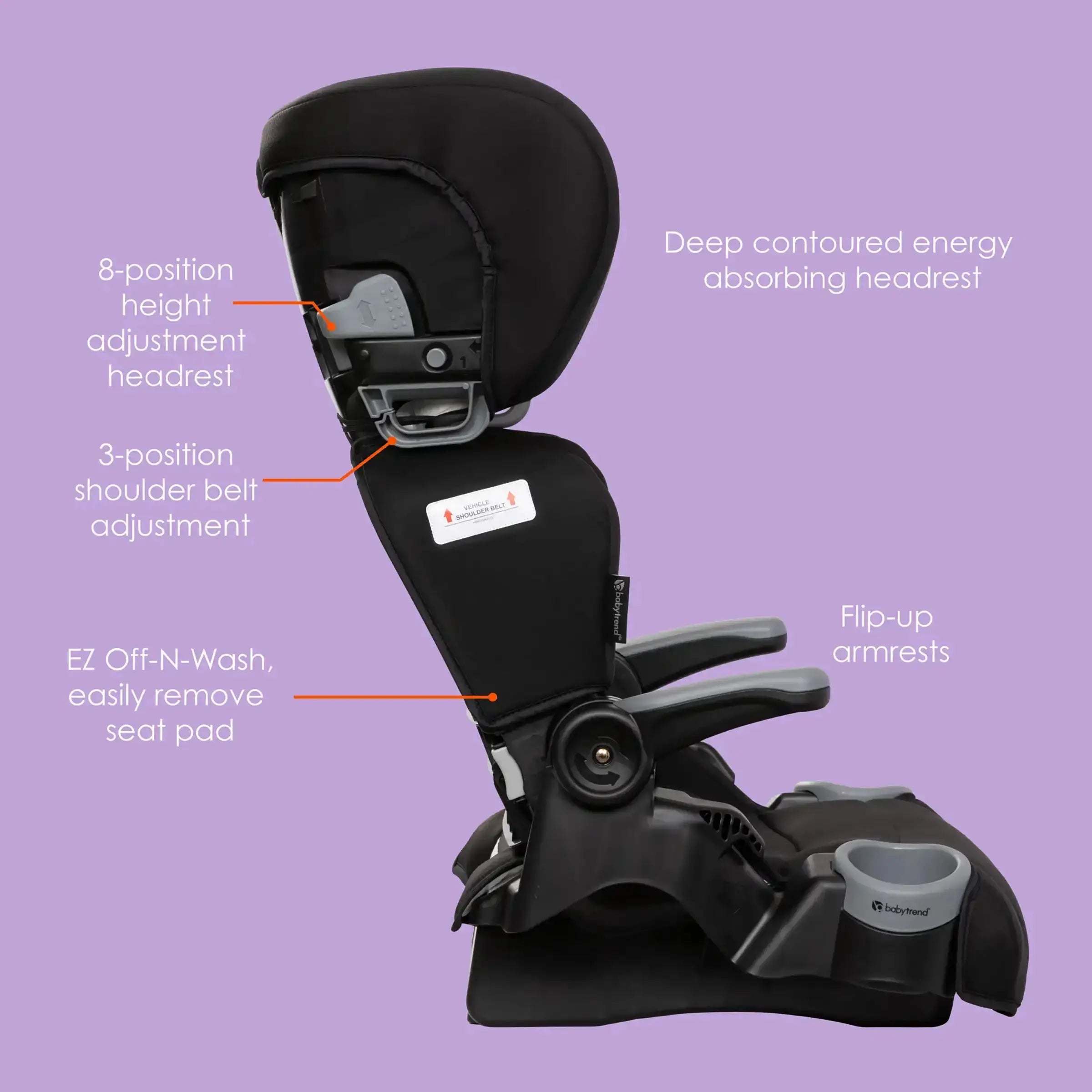 Baby 2-in-1 Folding Booster Car Seat | 8-position Headrest with Side Impact Protection