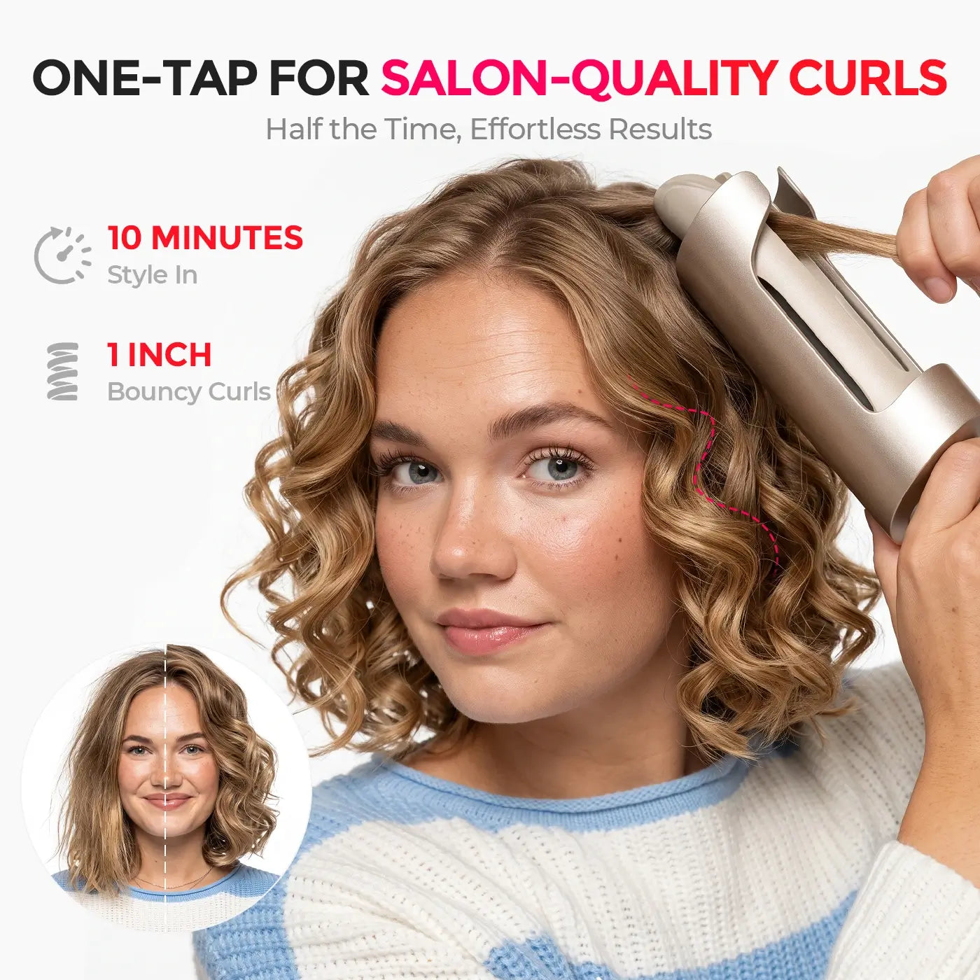 CURLPRO PLUS Ceramic Hair Curler - Temperature Control Curling Wand for All Hair Types