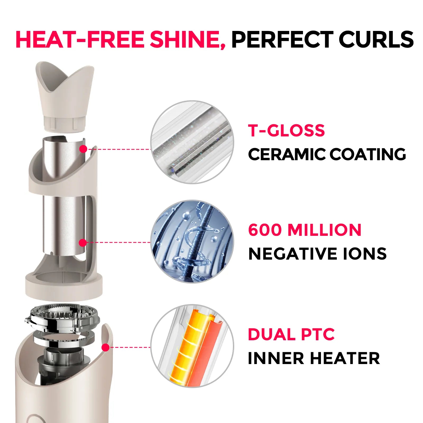 CURLPRO PLUS Ceramic Hair Curler - Temperature Control Curling Wand for All Hair Types