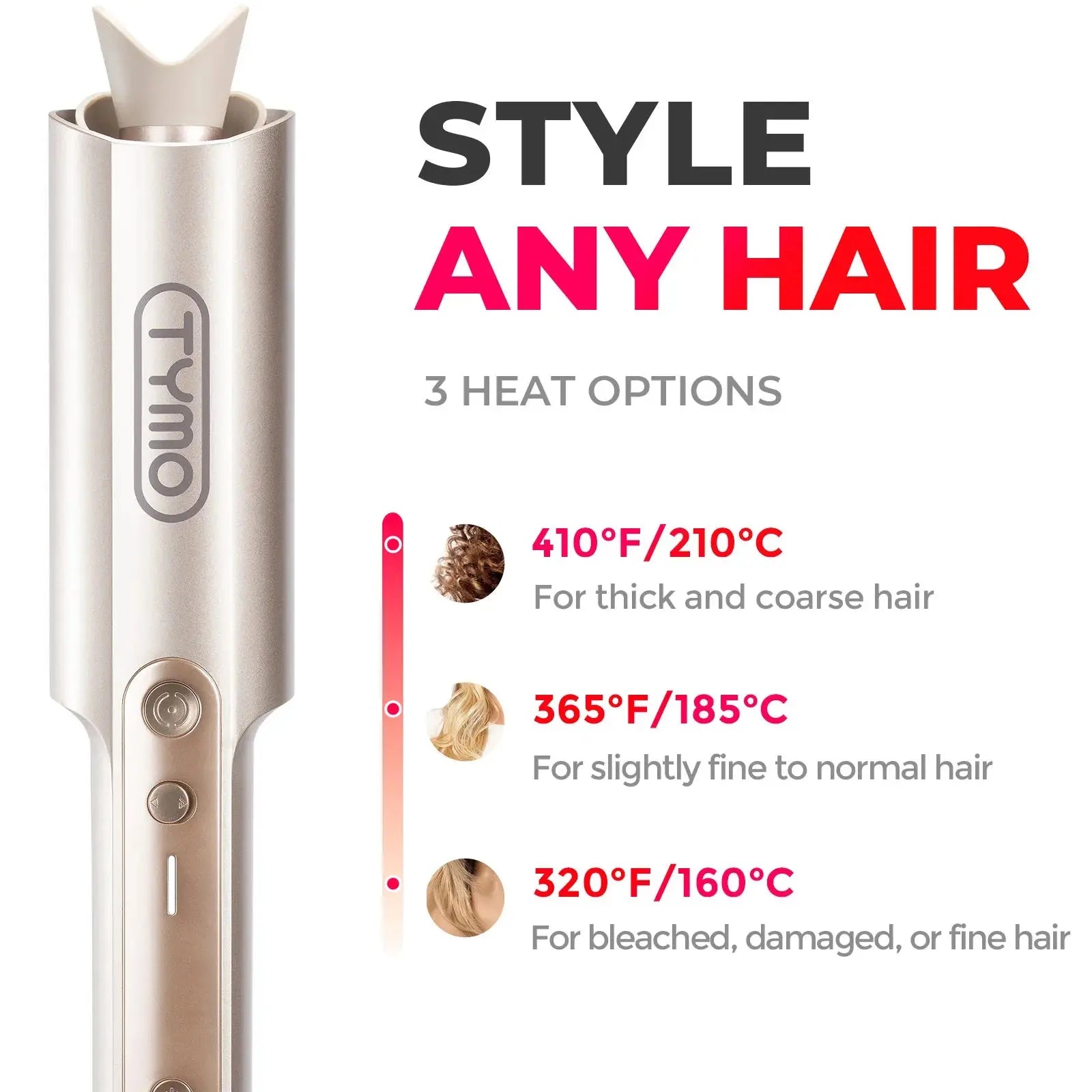 CURLPRO PLUS Ceramic Hair Curler - Temperature Control Curling Wand for All Hair Types