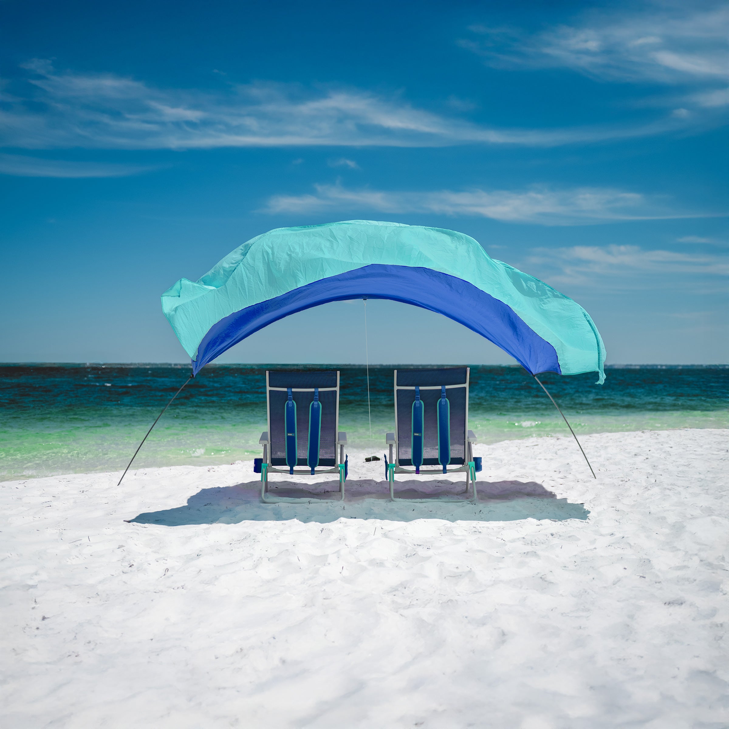 Wind-Assisted Beach Shade Canopy - Lightweight Portable Sun Shelter for Beach, Camping & Park