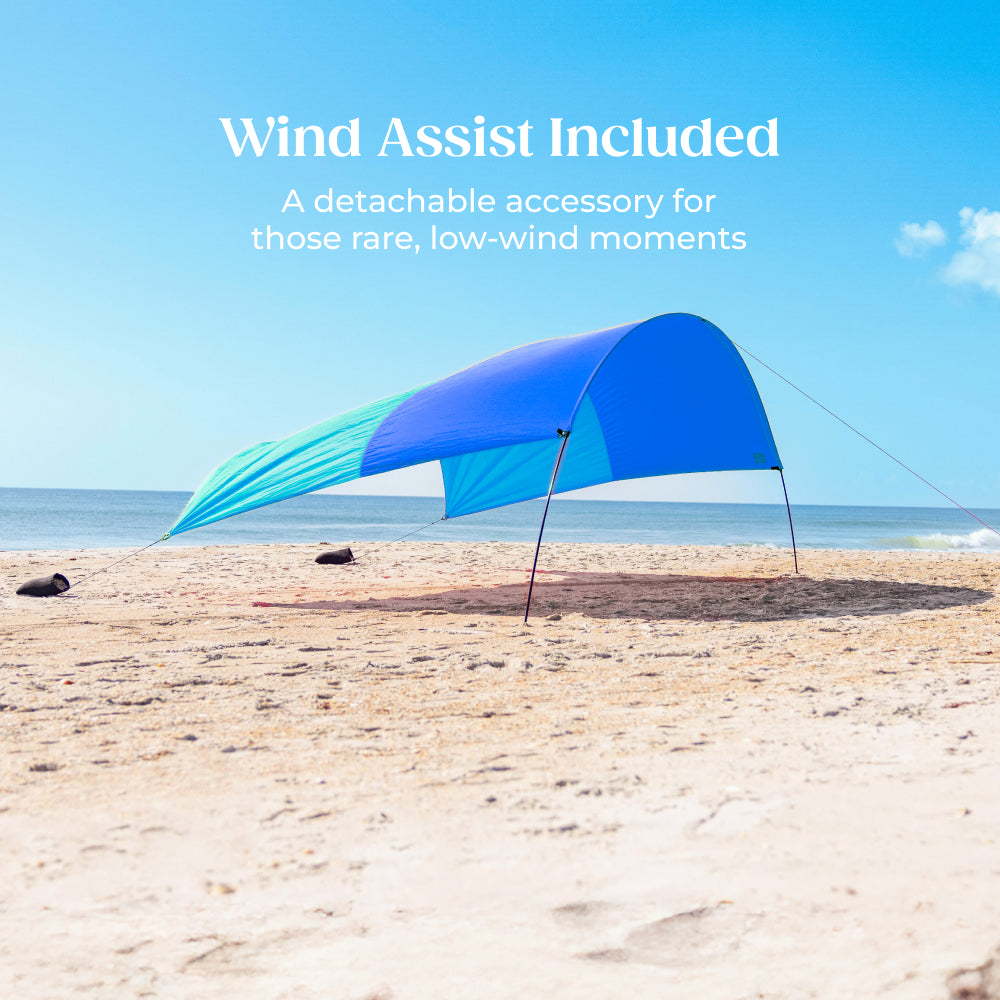 Wind-Assisted Beach Shade Canopy - Lightweight Portable Sun Shelter for Beach, Camping & Park
