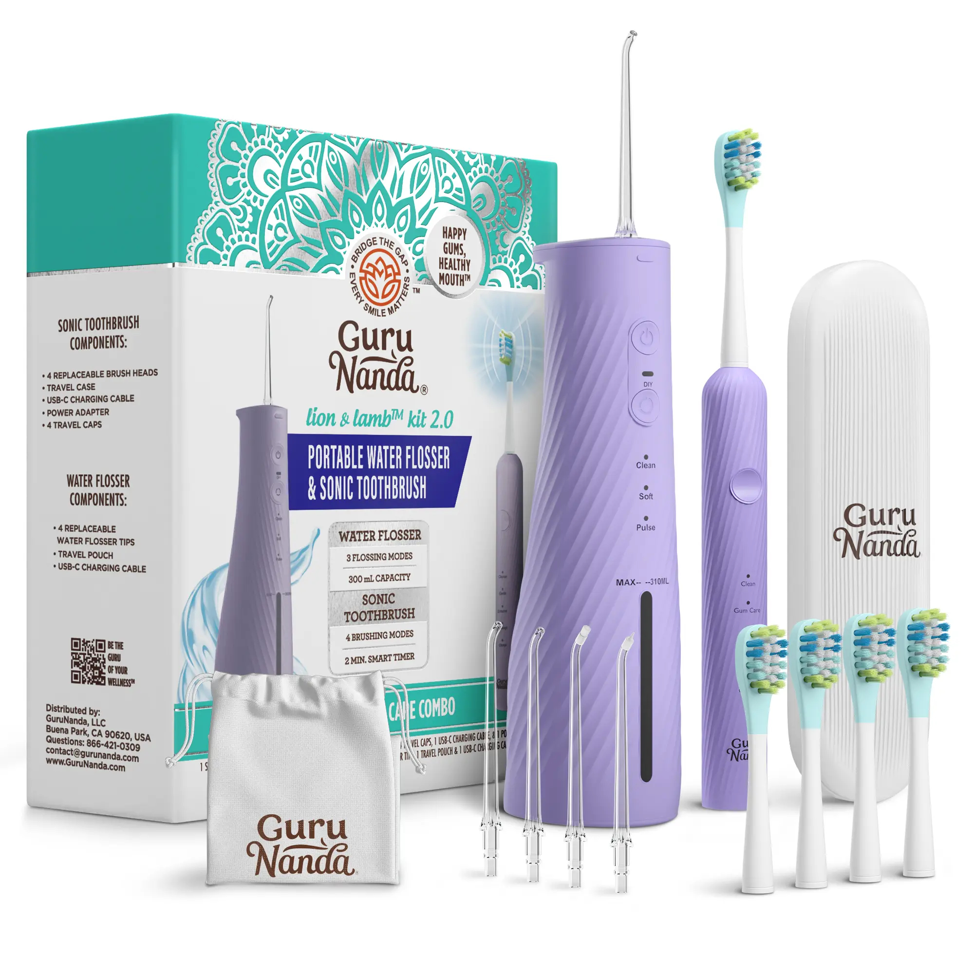 Electric Toothbrush and Water Flosser Combo, Complete Oral Care Kit with 4 Jet Tips & 4 Brush Heads