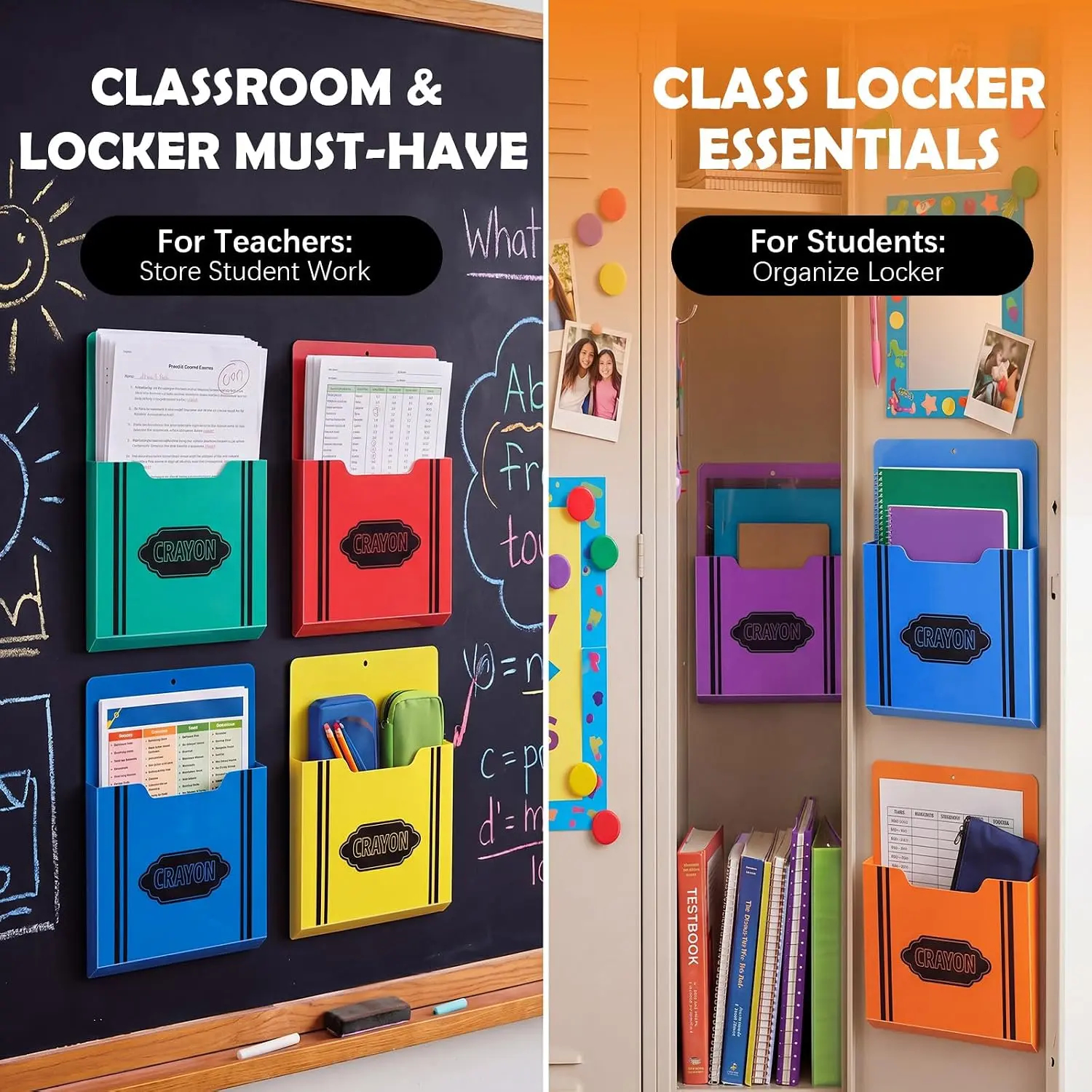 Magnetic Paper & Mail Holder - Wall Mounted Storage Pocket for Whiteboard, School & Office Supplies