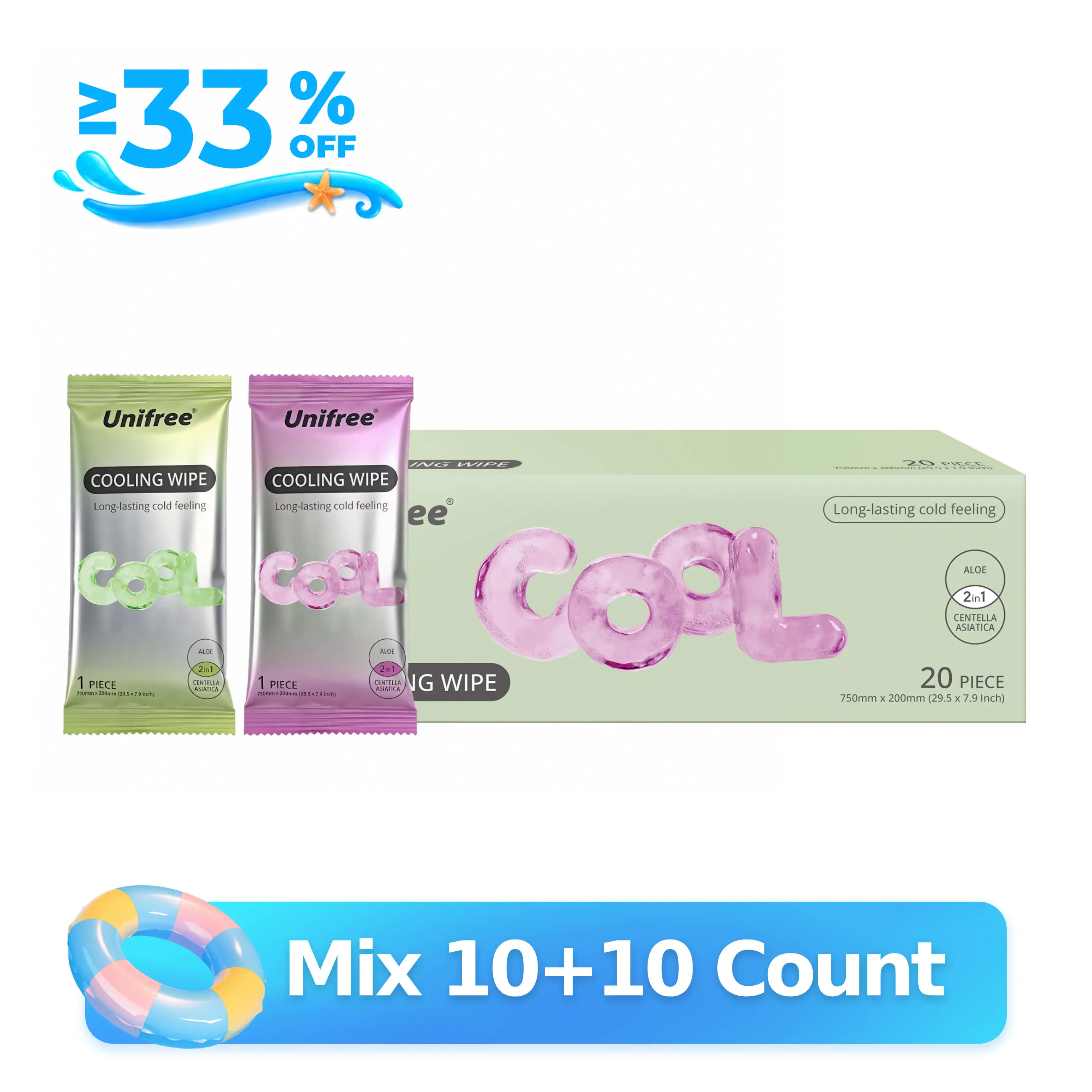 Unifree Summer Cooling Kit: Towels & XL Menthol Wipes for Instant Body Relief